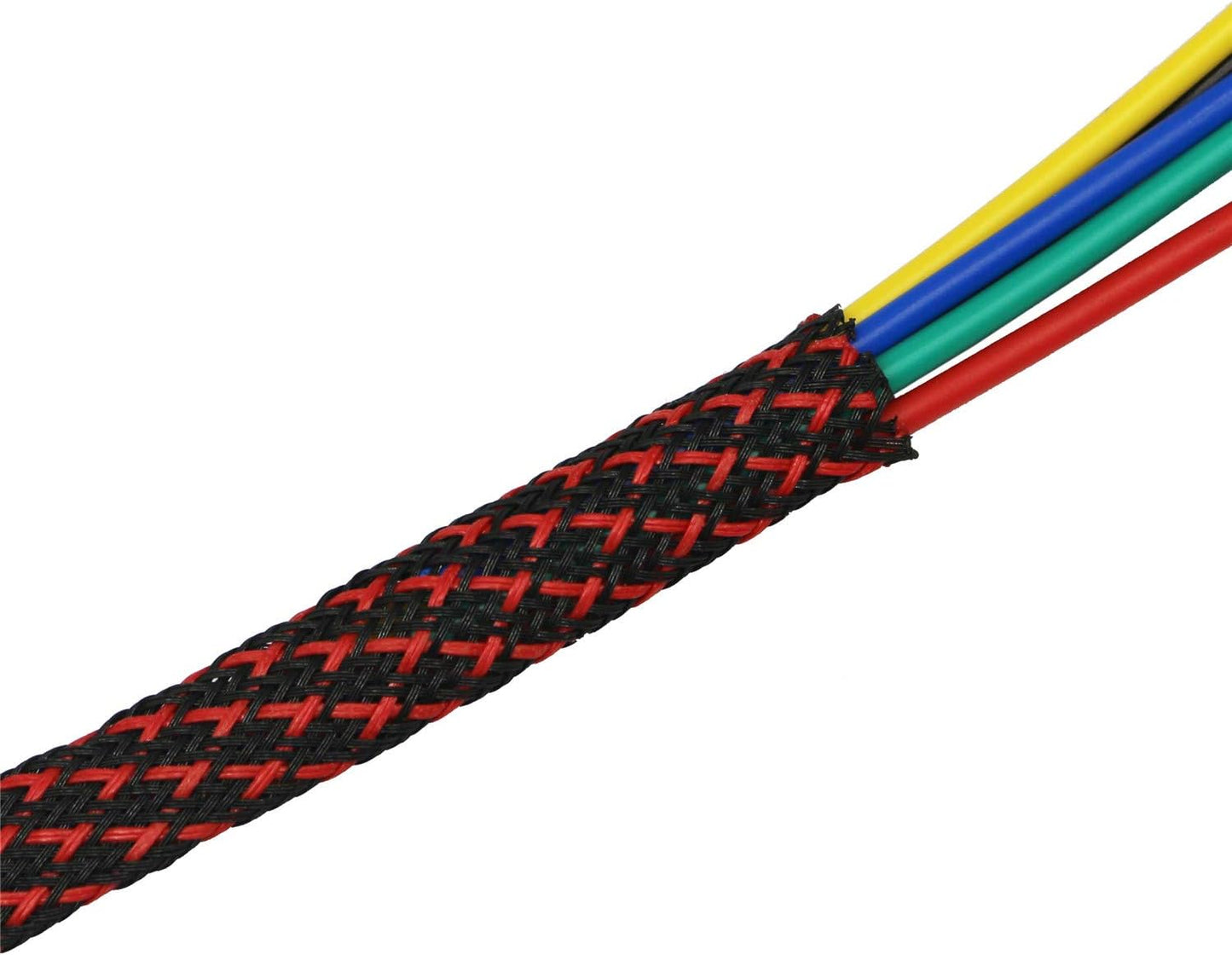 30ft PET Expandable Sleeving Wire Cable Sleeve (1/3", Red&Black)