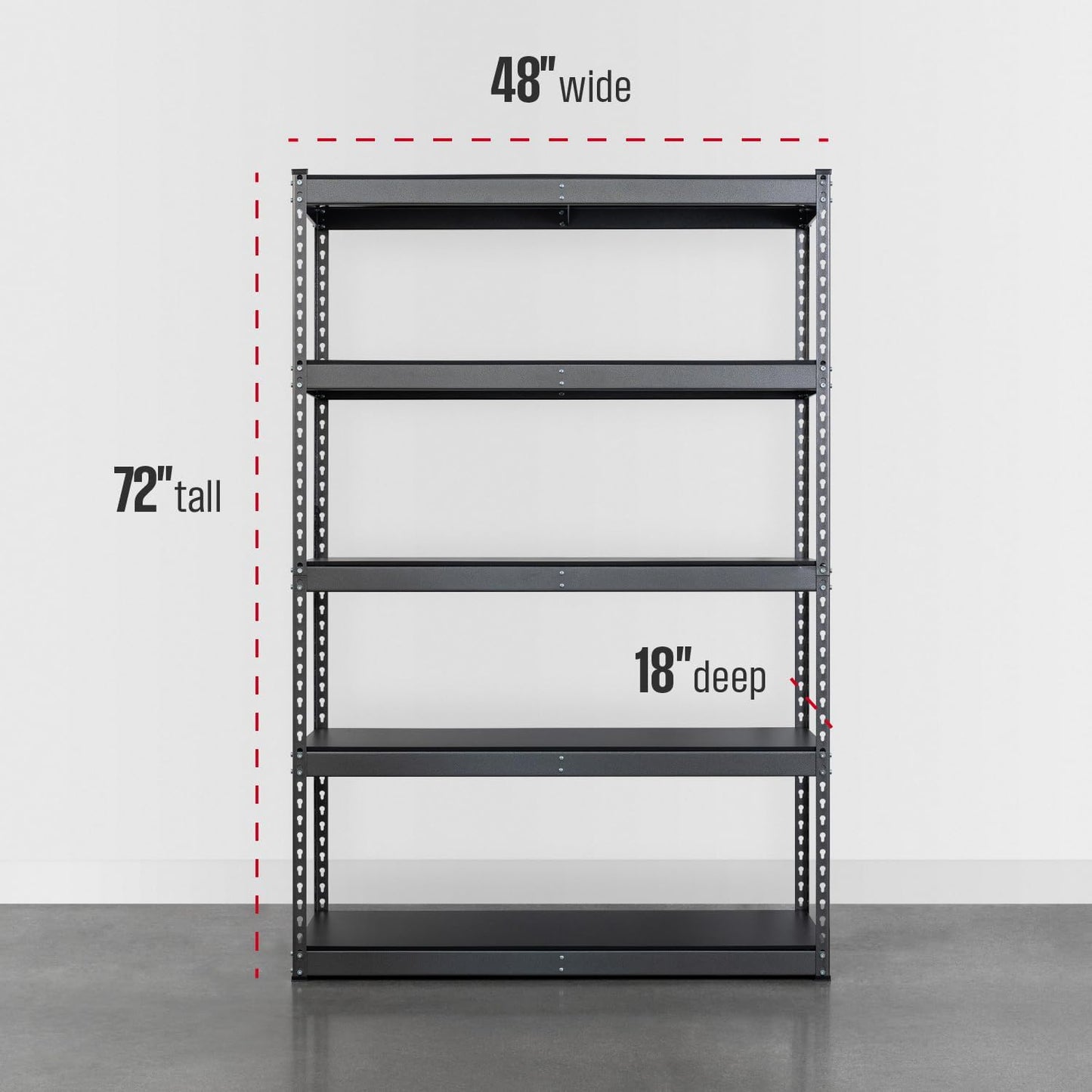 SafeRacks Modular Garage Shelving - 5 Tier Storage Shelves, Tall Metal Rack Shelves for Storage, Heavy Duty Steel Shelf Organizer for Garage, Or Kitchen Pantry (Hammertone, 18 x 48 x 72)