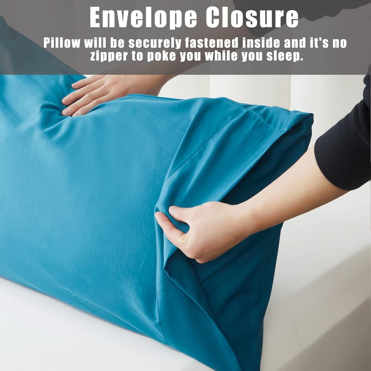 TELUS Blue Pillow Cases Queen Size 2 Pack, Bamboo Rayon Cooling Pillowcases with Envelope Closure, Cool Breathable Pillow Cover for Hot Sleepers & Night Sweats, 20x30 inches