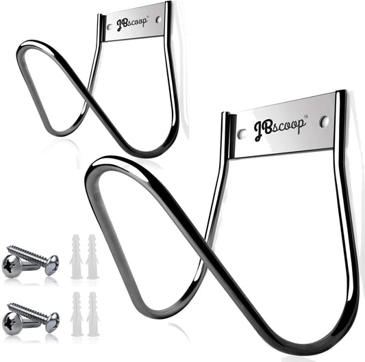JBscoop Garden Hose Holder Stainless Steel Small Wall Mount Garden Hose Hook, Ideal for Water, Air, Hydraulic Hose, Ropes, Extension Cords Heavy Duty & Rust Proof Set of 2