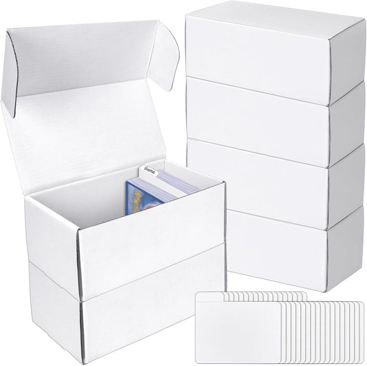 Trading Card Storage Box with Dividers, 6 Pack • 400 Count Bulk Card Collection Case, Corrugated Cardboard Storage Box for Sports, TCG/Magic/Mtg Cards (Horizontal Length 7.5 Inch)