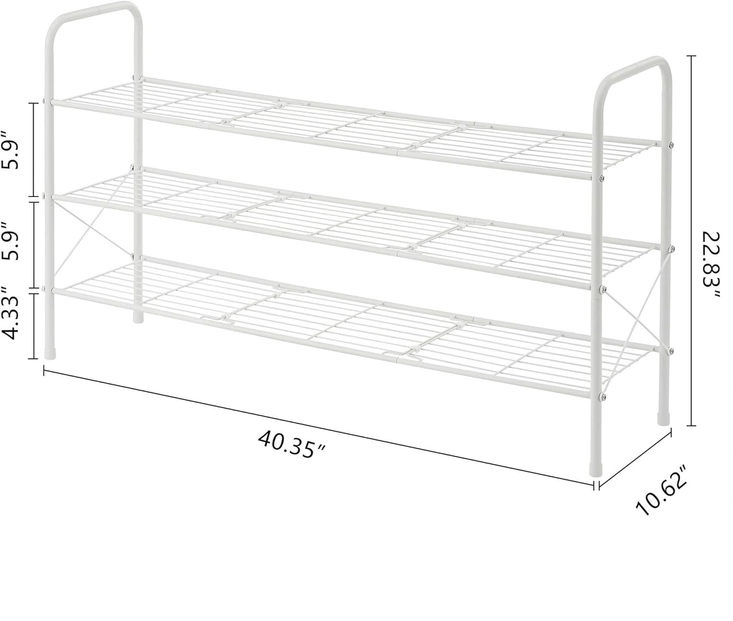 Hoctieon 3 Tier Durable Mesh Style Shoe Rack, Entryway Shoe Shelf, Shoe Rack FreeStanding, Shoe Storage Organizer, Shoe Rack for Closet, Space Save For bathroom, Hallway, Bedroom, Living Room, White