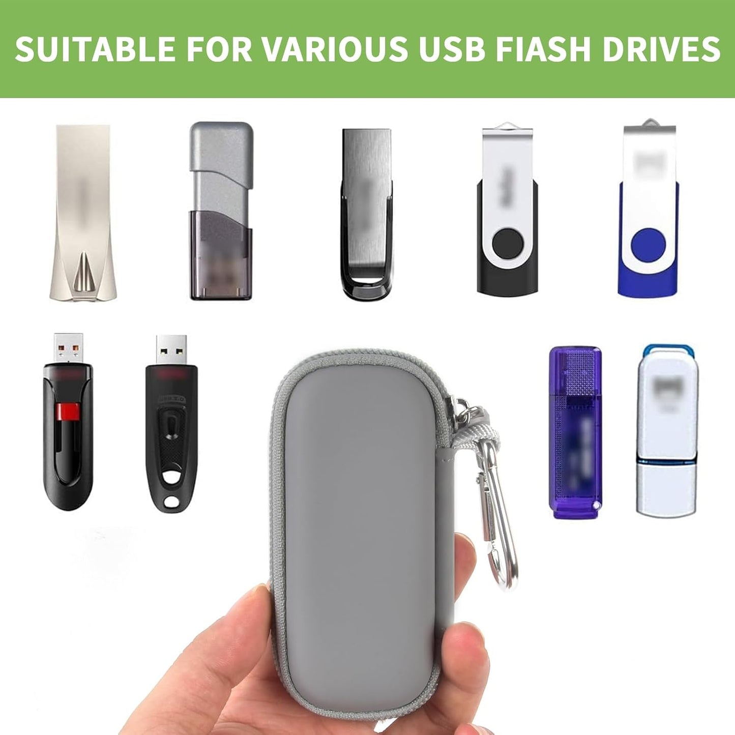 USB Flash Drive Case, SD Card Holder Compatible with Thumb Drive, Memory Cards, SDXC SDHC Storage Bag, Electronic Accessories Organizer for SanDisk for Samsung for Inland (Grey)