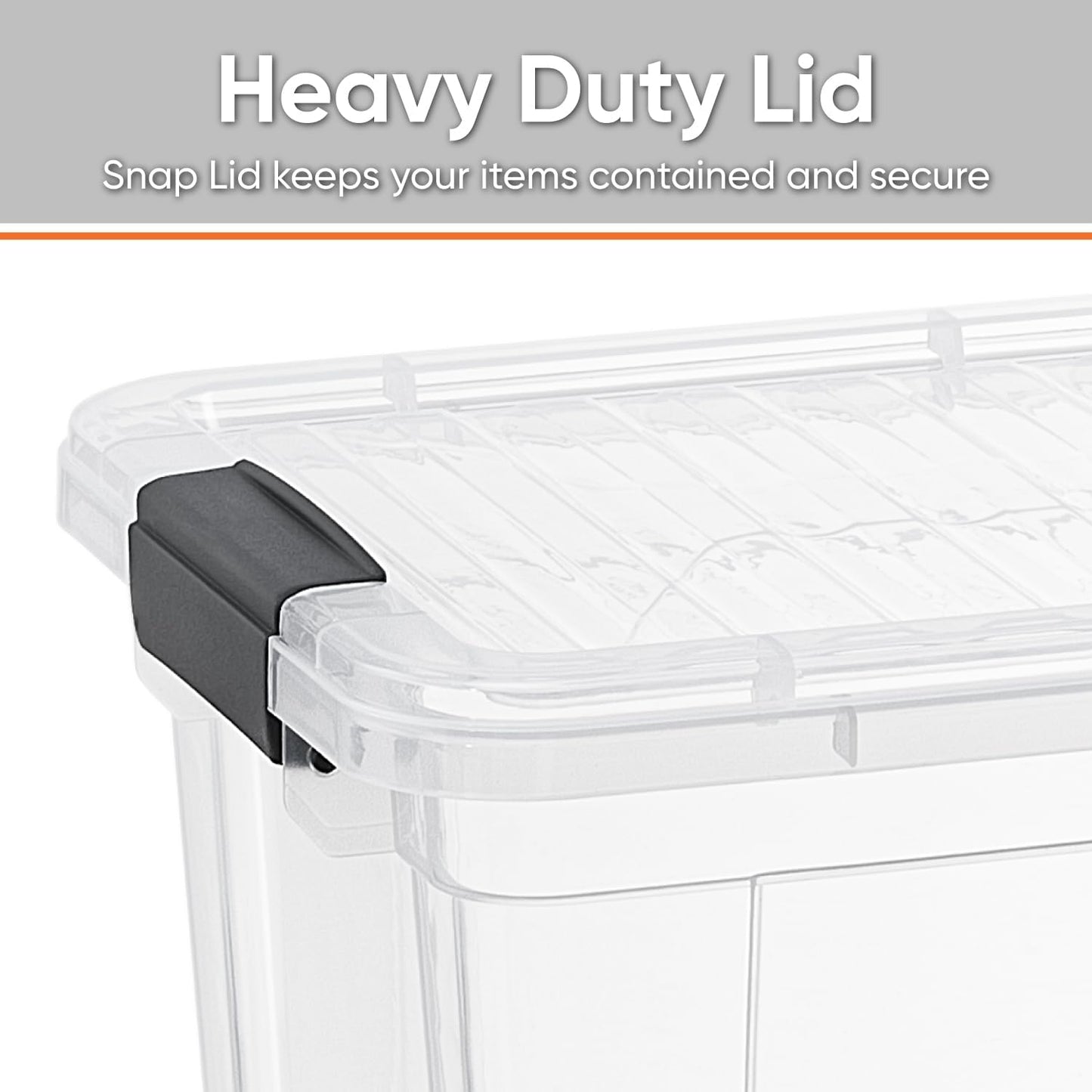 Superio Clear Storage Boxes with Lids, 49 Quart Plastic Container Bins for Organizing, Stackable Crates, BPA Free, Non Toxic, Odor Free, Organizers for Home, Office and Dorm, 6 Pack