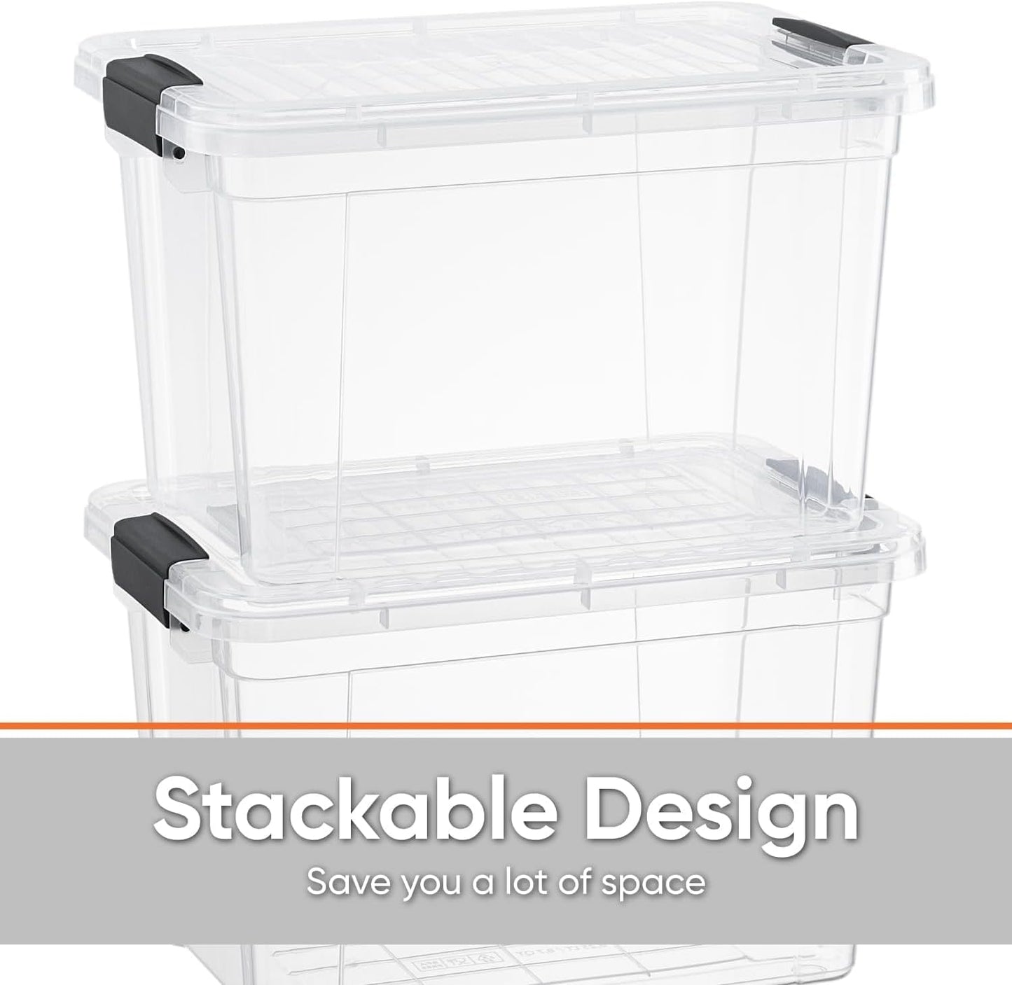 Superio Clear Storage Boxes with Lids, 4.75 Quart Plastic Container Bins for Organizing, Stackable Crates, BPA Free, Non Toxic, Odor Free, Organizers for Home, Office and Dorm, 6 Pack