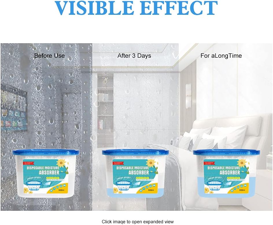 CANAGER Fresh Scent Moisture Absorber Box,Odor Eliminator and Dehumidifier Boxes for Closet,Bedroom,Kitchen,Bathroom-6 Packs,Cups - Traps Moisture for Fresher, Cleaner Air Yellow
