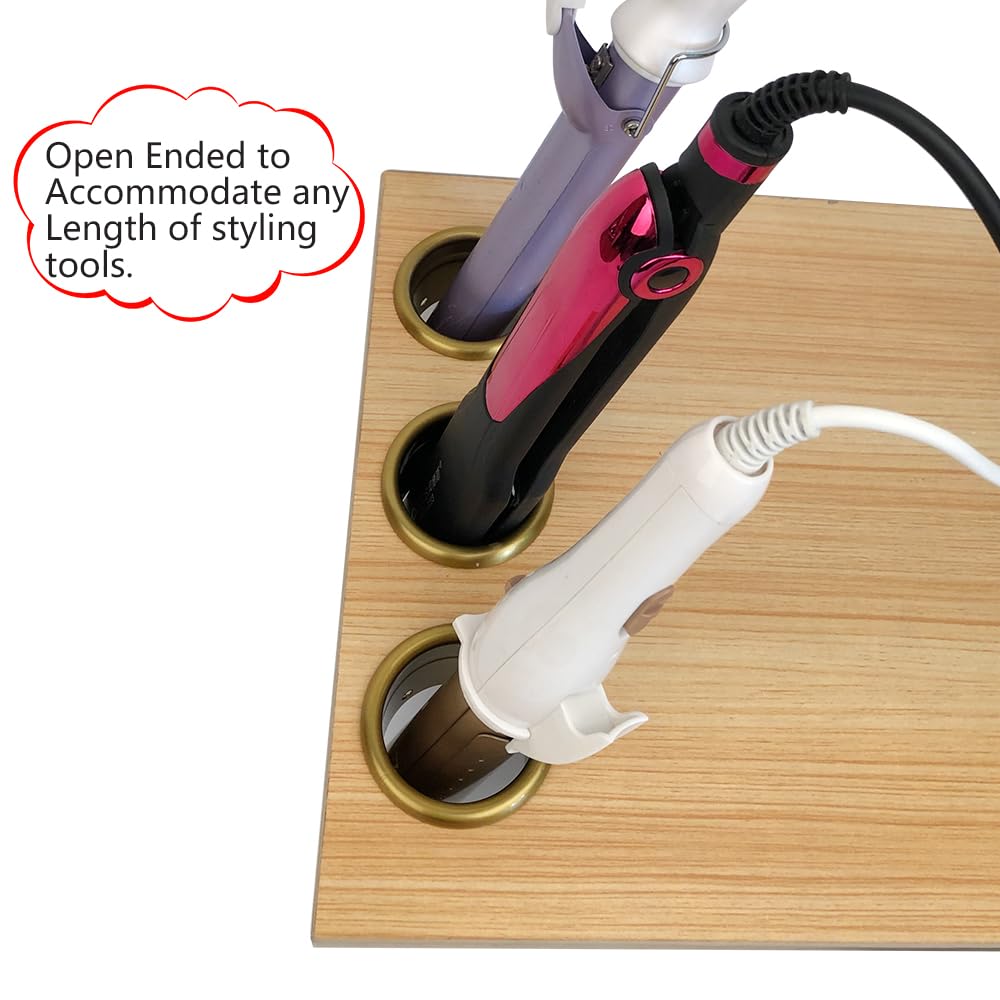 Salon Hair Styling Station Curling Hot Iron Appliance Tube Package Salon Station Organizer Holder Iron Tube 3pcs Package 2inch Stainless Steel Gold Color