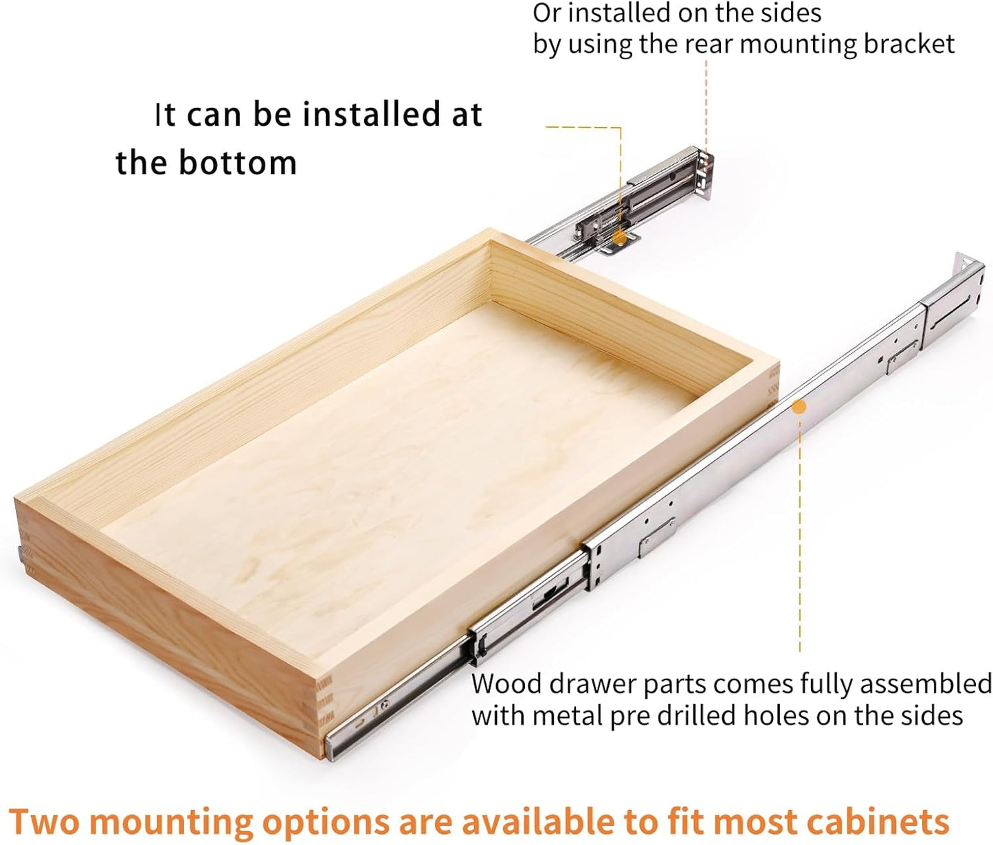 29”W x 21”D x 3”H Soft Close Slide Out Wood Drawer Organizer for Kitchen, (Cabinet Opening>29.5 inches for Bottom Assembly, Width= 29 inches for Side Assembly)