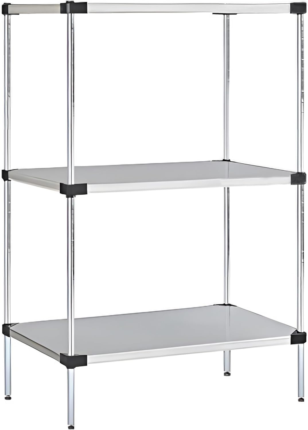Omega Solid Stainless Steel Shelves, 18" Deep x 60" Wide x 34" High 3 Tier Heavy Duty Solid Shelving Unit for Kitchen Garage Office Restaurant Warehouse 800-lb Per Shelf Weight Capacity