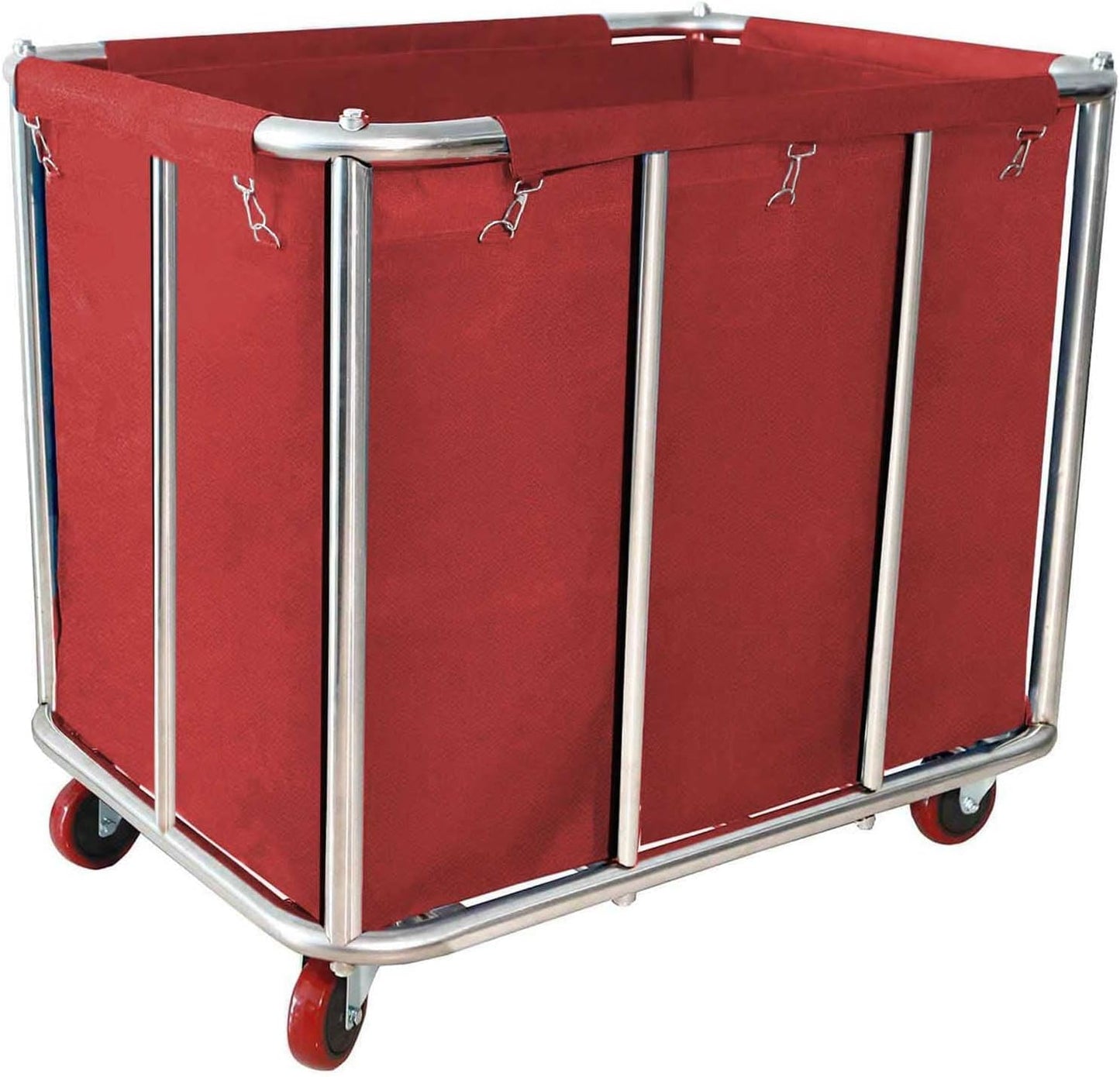 Laundry Cart Commercial,11.35 Bushel Large Industrial Rolling Laundry Hamper with 4 Inch Wheels,Household Heavy Duty Laundry Baskets with Stainless Steel Frame, 286 LBS Weight Capacity