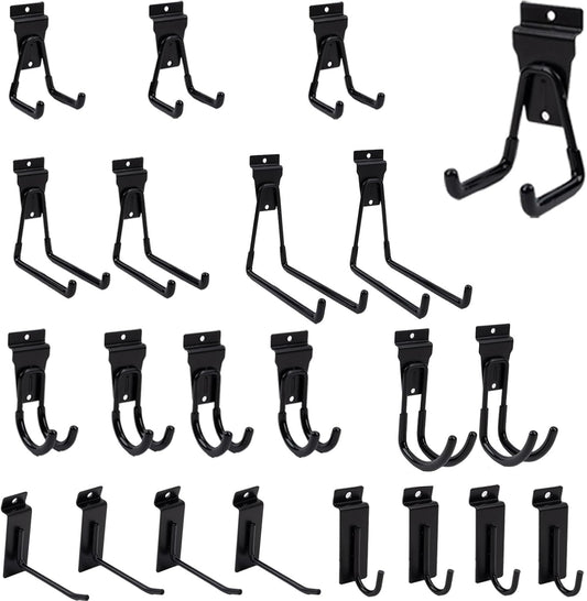 Slatwall Hooks Accessory 22 Hooks Heavy Duty Single and Double Slatwall Hooks & Hanger Metal Accessories Effortless Installation & Removal