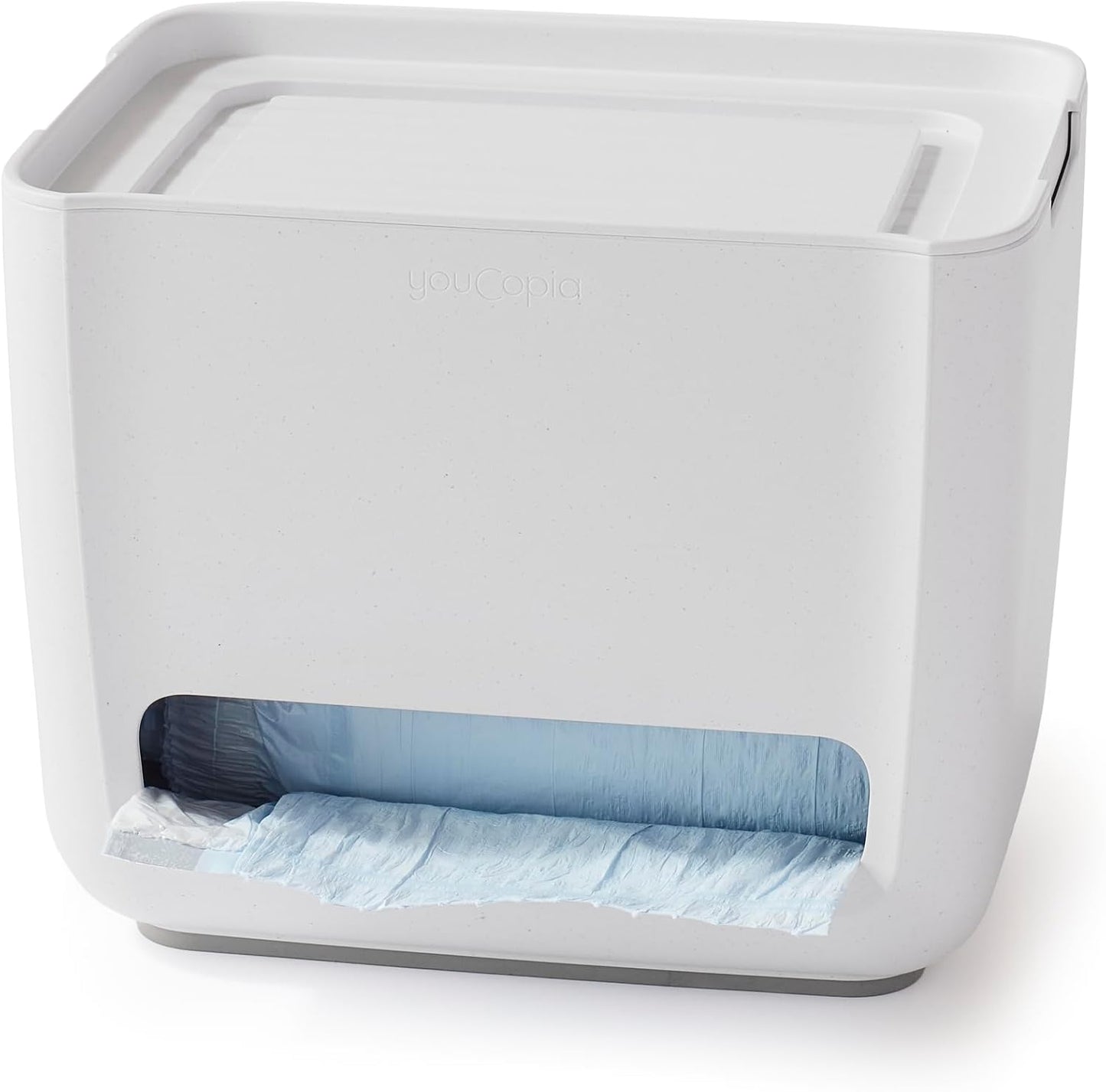 YouCopia SinkSuite Trash Bag Dispenser, Standing Garbage Bag Organizer with Removable Lid and Cradle for Storage, Speckled White