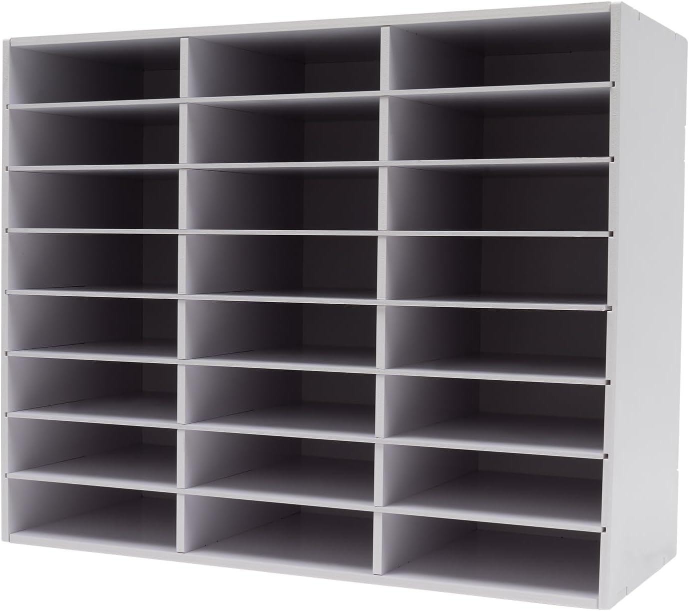 24 Compartments Literature Organizer, Desktop File Sorter Mail Center Paper Storage Cabinet Classroom Mailbox for Files Documents Papers Magazines (White 24Slots)