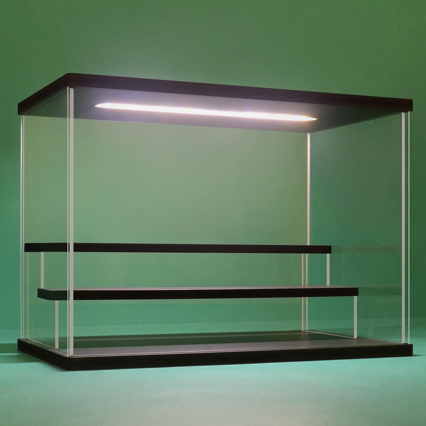 NONEMEY Clear Acrylic Display Case Stand with Led Light 2/3/4/5/6 Tier Storage Box Showcase Dustproof Organizer Box for Collectibles (3Tier 12.4*7*9inch)