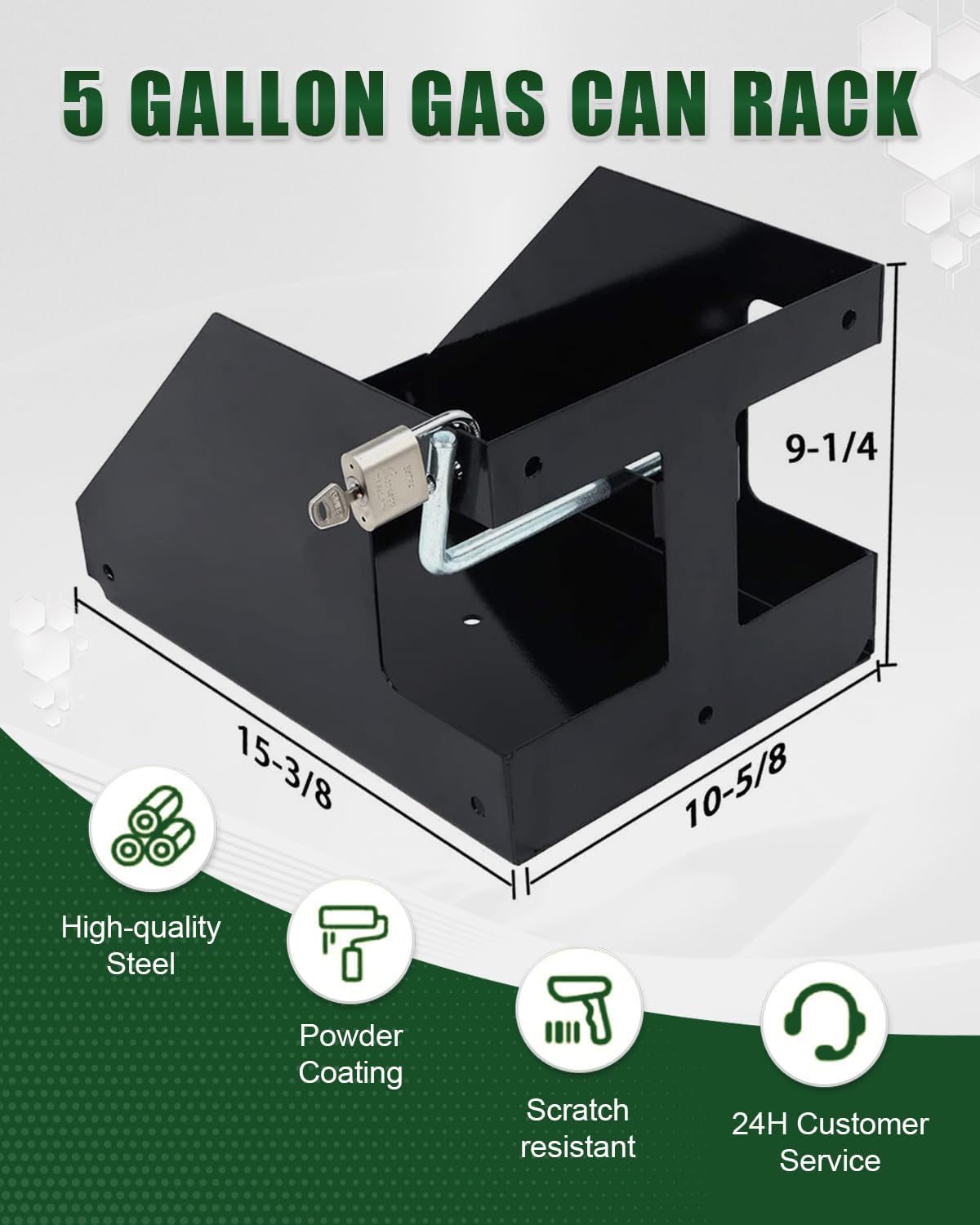 ELITEWILL Trailer Fuel Gas Can Rack Holder with Lock 5 Gallon Liquid Container Mount Fit for Enclosed or Open Landscape Trailer, Truck, RV(Not Include Fuel Gas Can)