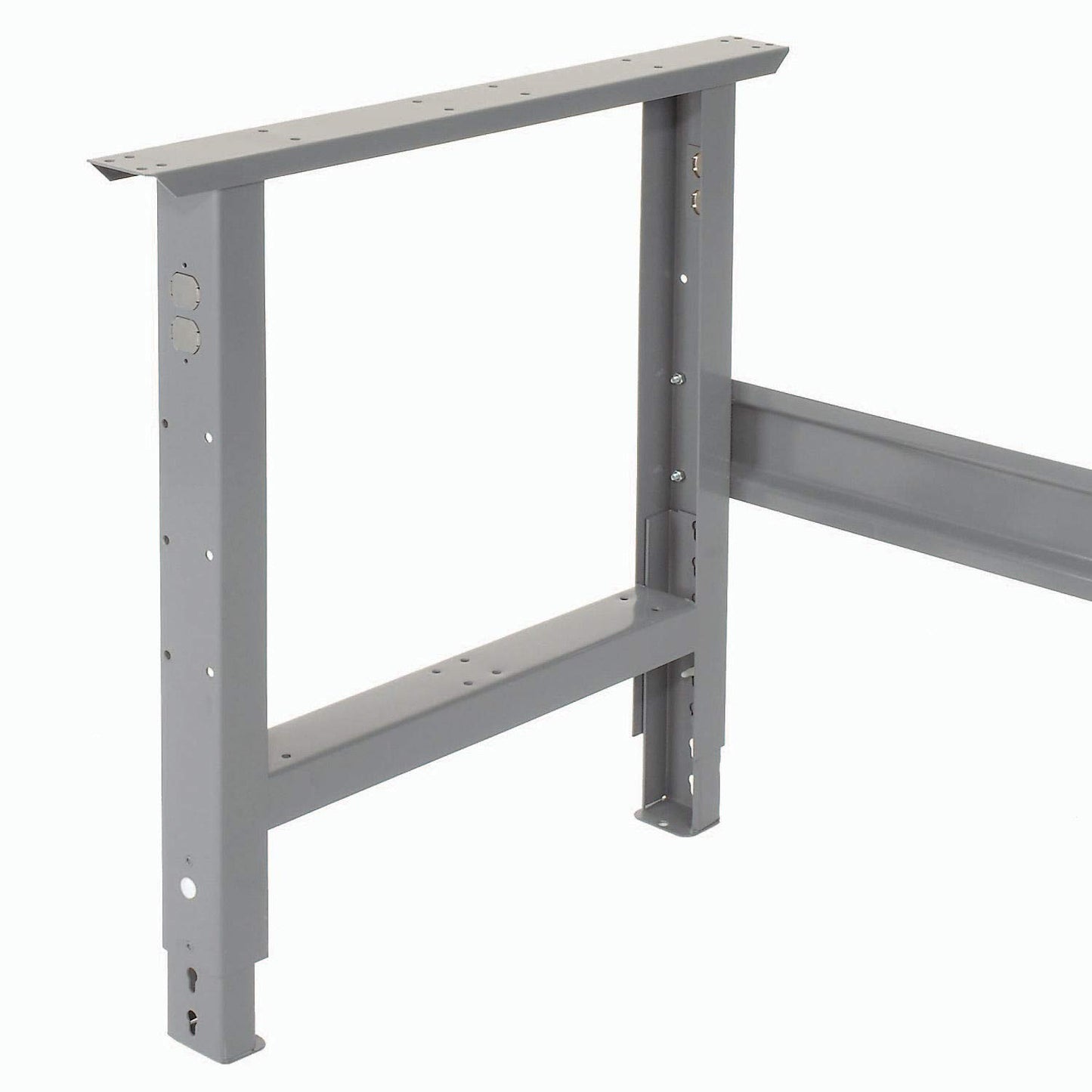 Global Industrial Adjustable Height Workbench C-Channel Leg, Maple Butcher Block Square Edge, 96"W x 36"D, Gray