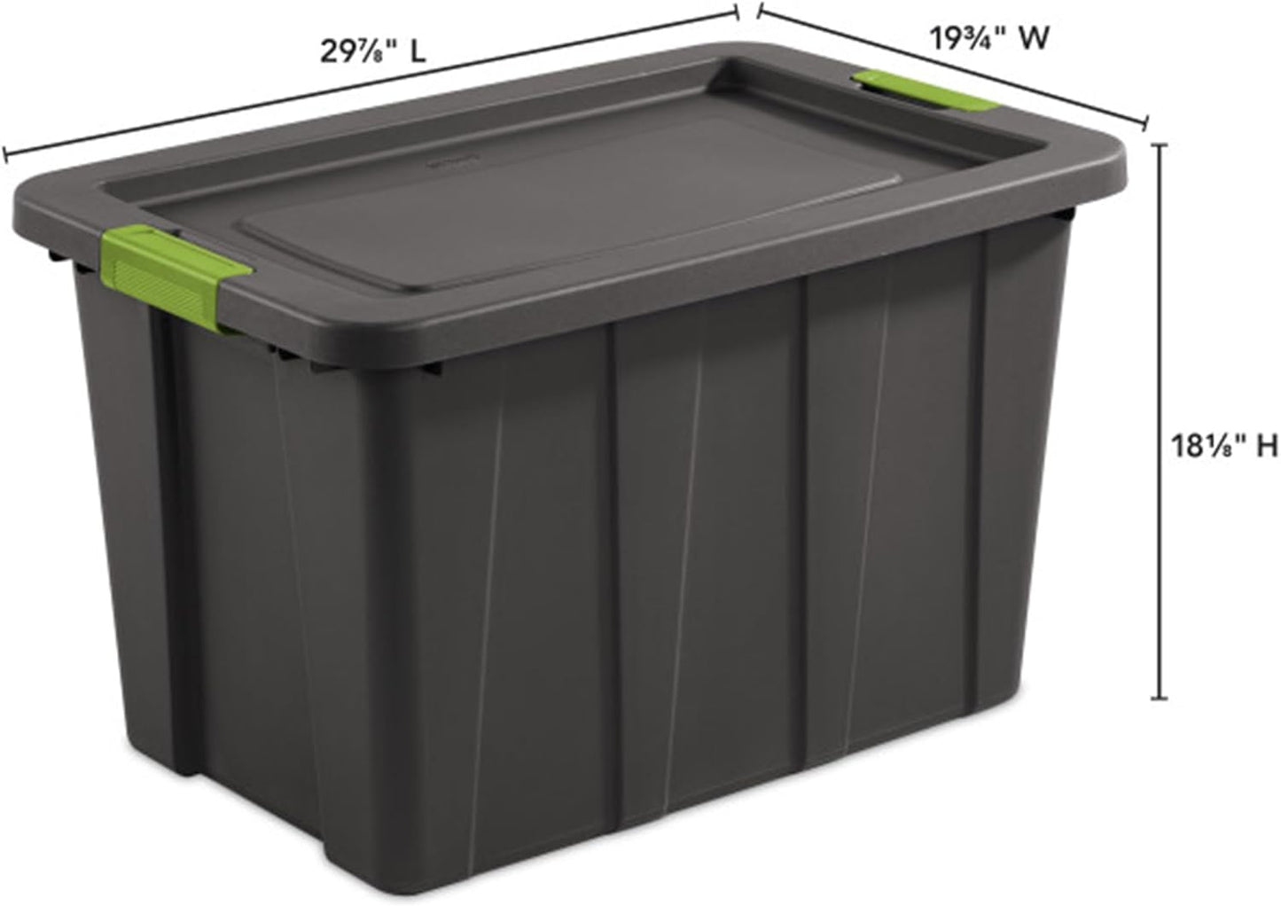 Sterilite 8-Pack Storage Bins with Lids, Heavy Duty Totes, Tuff1, 30 Gallon, Flat Gray