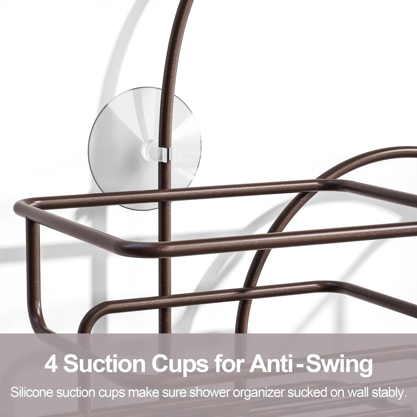 SRIWATANA Shower Caddy Organizer Hanging Over Head, Bathroom Shower Rack Hanger with Hooks for Razors - Bronze