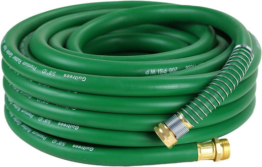 25FT 5/8 Heavy Duty Rubber Garden Hose - 200psi Working, 1000psi Burst - Hot/Cold Water - Five-Layered Braiding for Durability - Versatile for Gardening, Agriculture, Construction(Green)