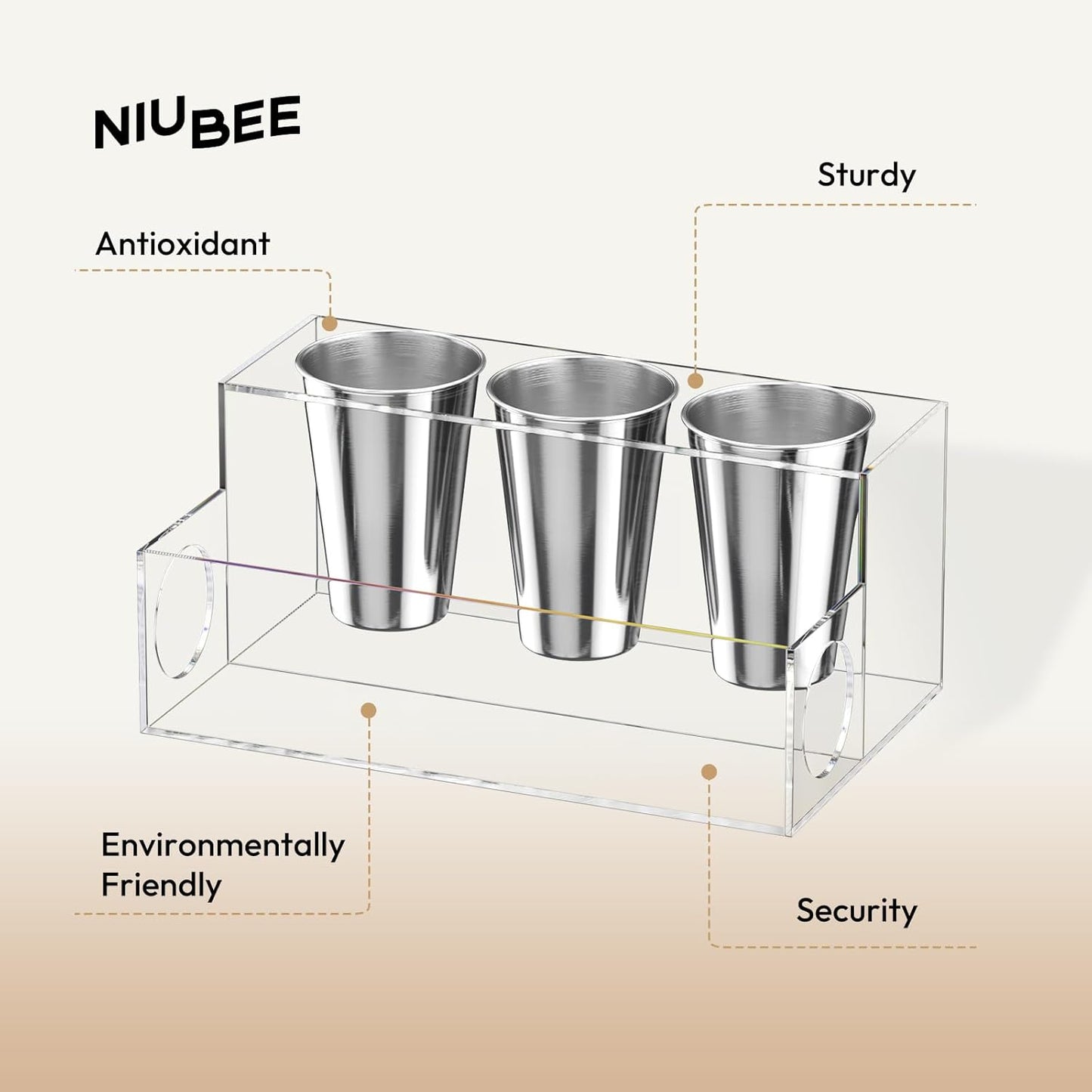 NIUBEE Hair Tool Organizer, Clear Acrylic Hair Dryer and Styling Organizer, Bathroom Countertop Blow Dryer Holder, Vanity Caddy Storage Stand for Accessories, Makeup, Toiletries