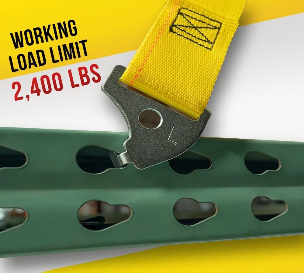 Mytee Products 2"x110.5" Pallet Rack Safety Straps for 9 ft Pallet Bays - 2400 lbs Breaking Strength Rack Safety Straps for Holding Pallets in Place - Warehouse Storage Shelving Accessories