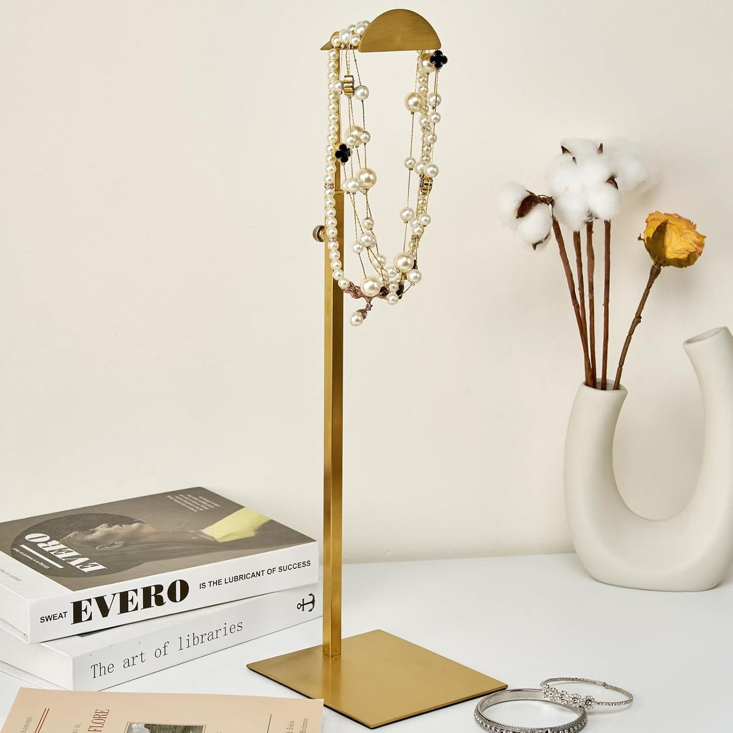 Purse Display Stand, Set of 2 Handbag Display Stand Vendors Purse Rack Stainless Steel Hanging Hook Stands Tabletop for Bag Organizer Adjustable Height Home Store Boutique Counter
