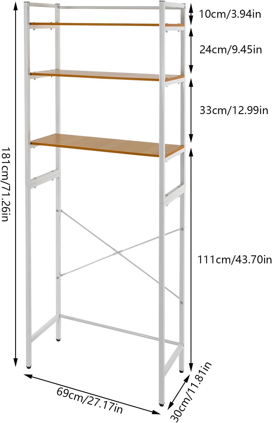 Gdrasuya10 Over The Washer and Dryer Storage Shelf for Laundry Room, 3 Tier White Washer Storage Utility Rack Shelf Laundry Storage Shelf Organizer Space Saving for Room