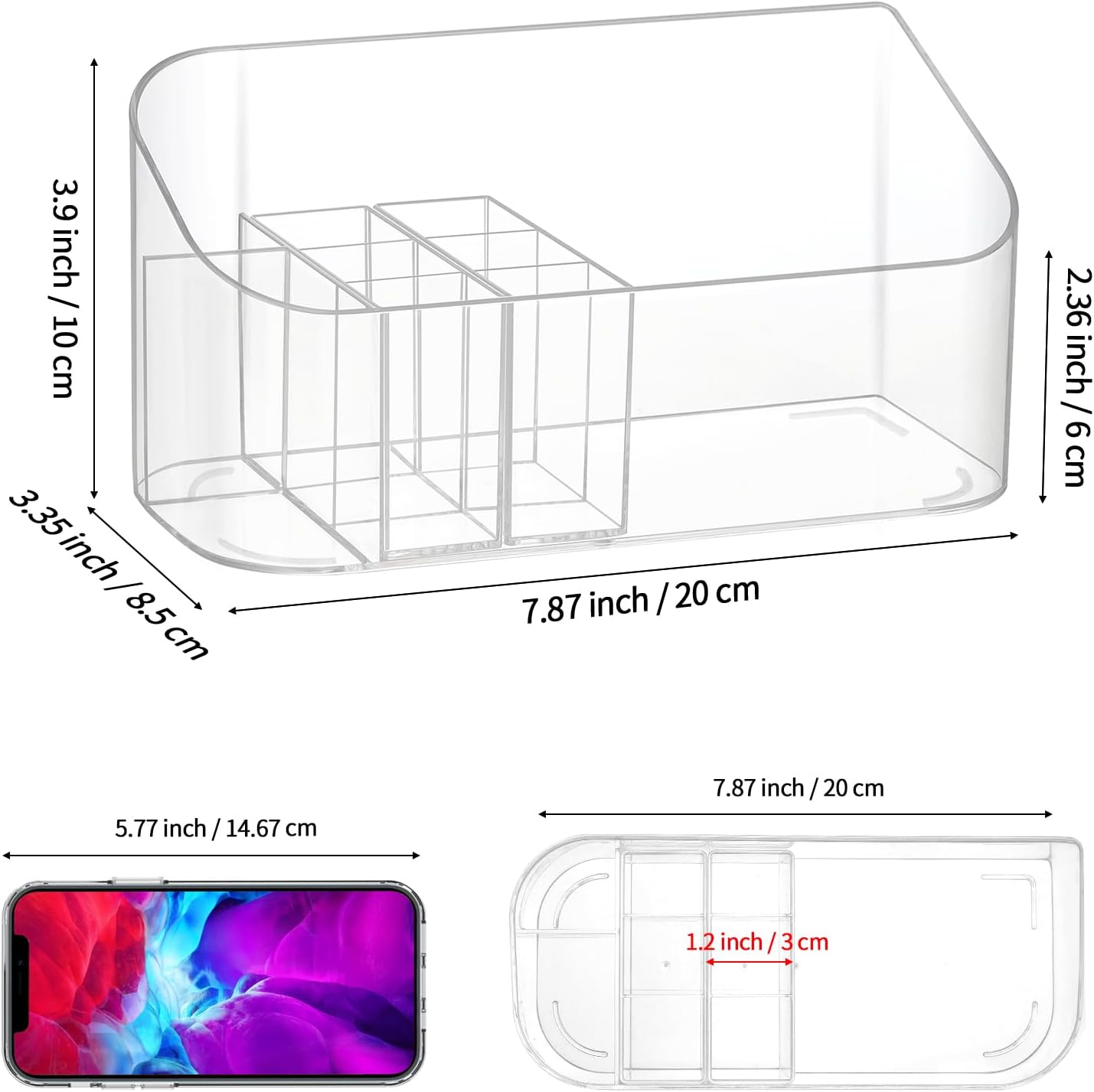 Clear Makeup Tray Holder Organizer Cosmetic Display Case, Small Makeup Organizer for Vanity Bathroom Counter Countertop Tabletop Desktop Vanity Drawers (Clear)