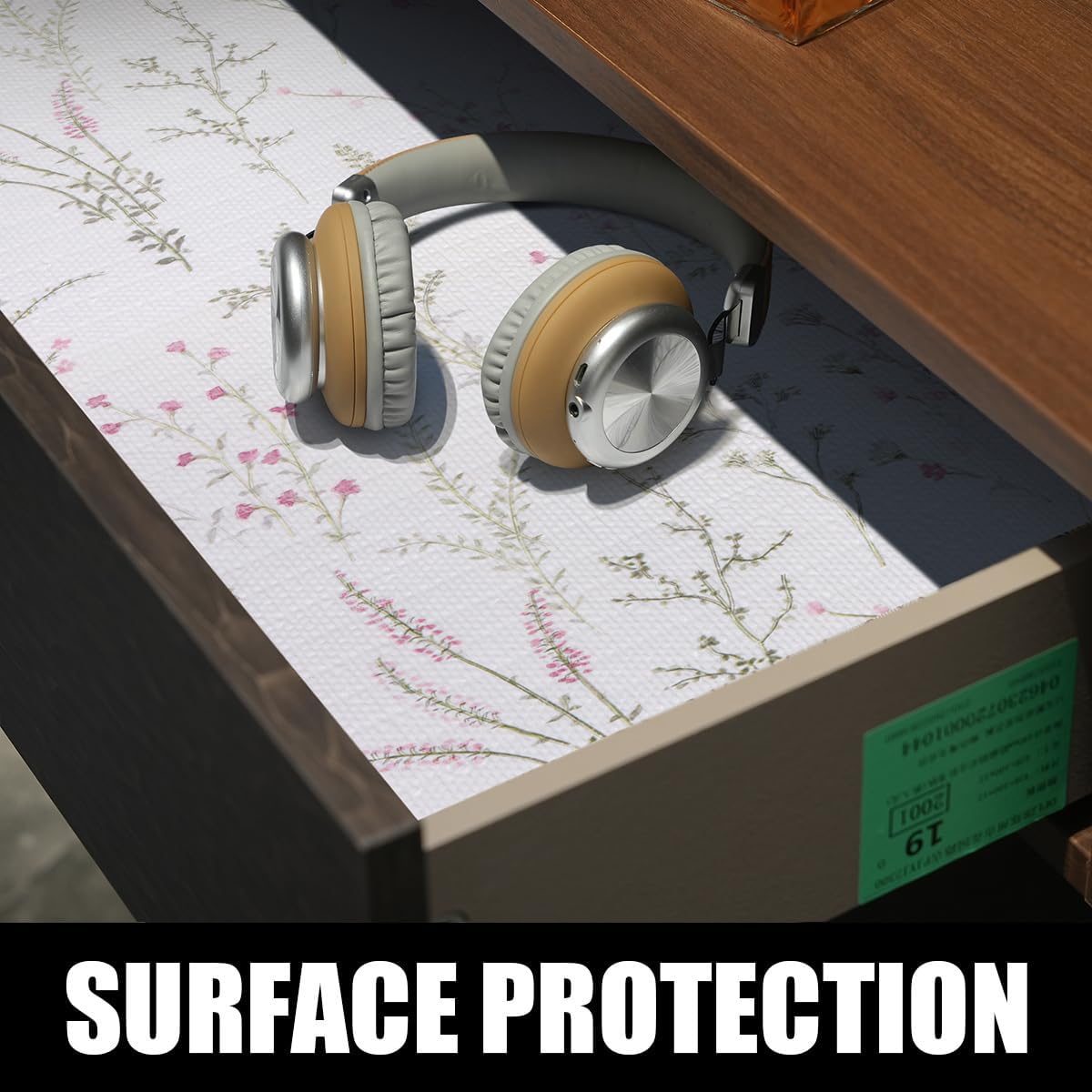 Floral Drawer and Shelf Liner for Cabinets 16IN x 20FT, Non-Adhesive and Strong Non-Slip Flower Shelf Cabinet Drawer Liners for Kitchen,Table,Bookshelves,Waterproof Cupboard Liner