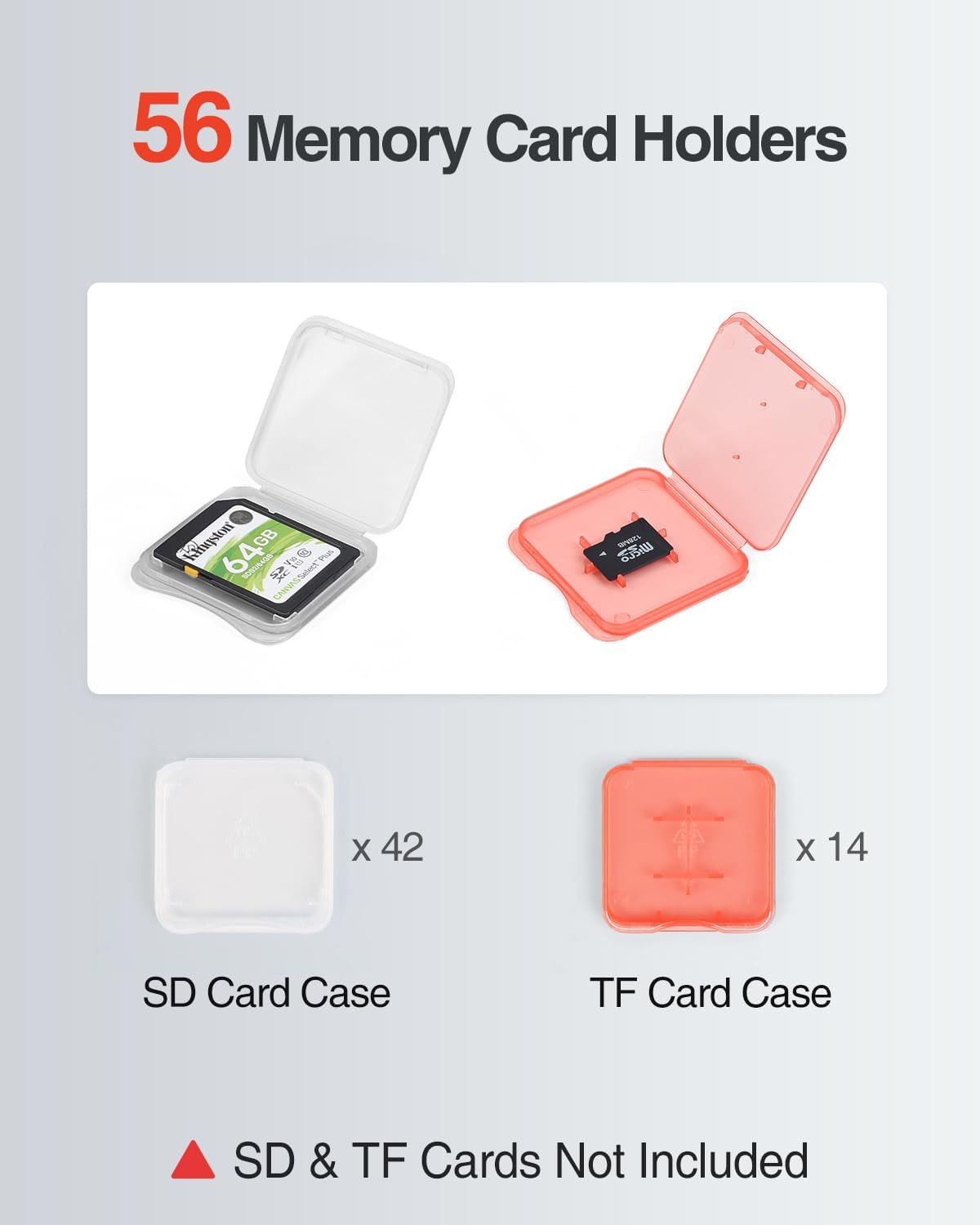 Luxtude SD Card Holder Case, Hard Memory Card Cases, 42 SD Holders, 14 TF Holders, 56 Slots