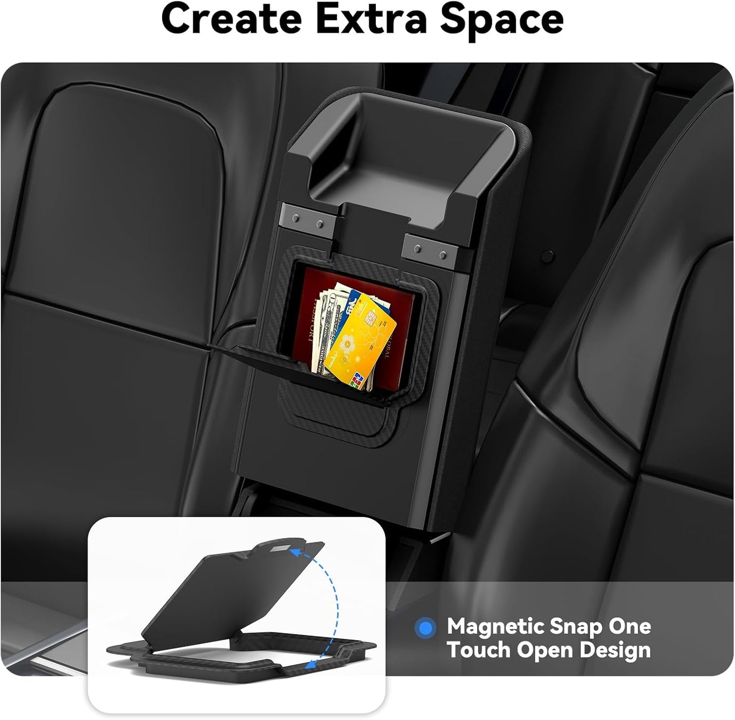 2025 Upgrade 5PCS Center Console Organizer Tray for Tesla New Model Y (2026 Juniper)/3 Highland Accessories 2025, Hidden Storage Box, Cup Holder & Armrest Drawer Organizer, Shockproof, No-Noise