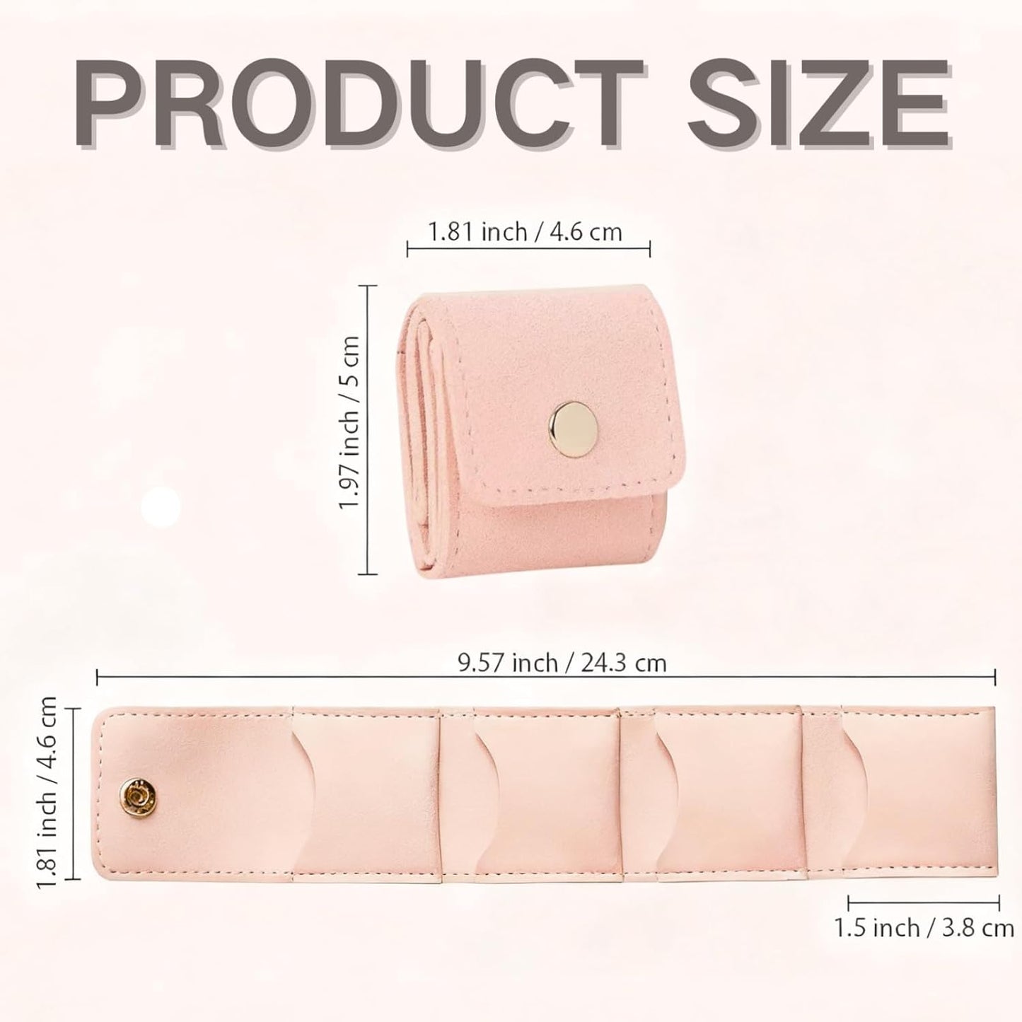 Mini Travel Jewelry Bag,Mini Jewelry Pouch,Protable travel Jewelry Storage Organizer Case,Small Jewelry Storage Roll with Buckle for Earrings,Rings,Necklaces (Pink+Gray+Off-white, 3Pcs)