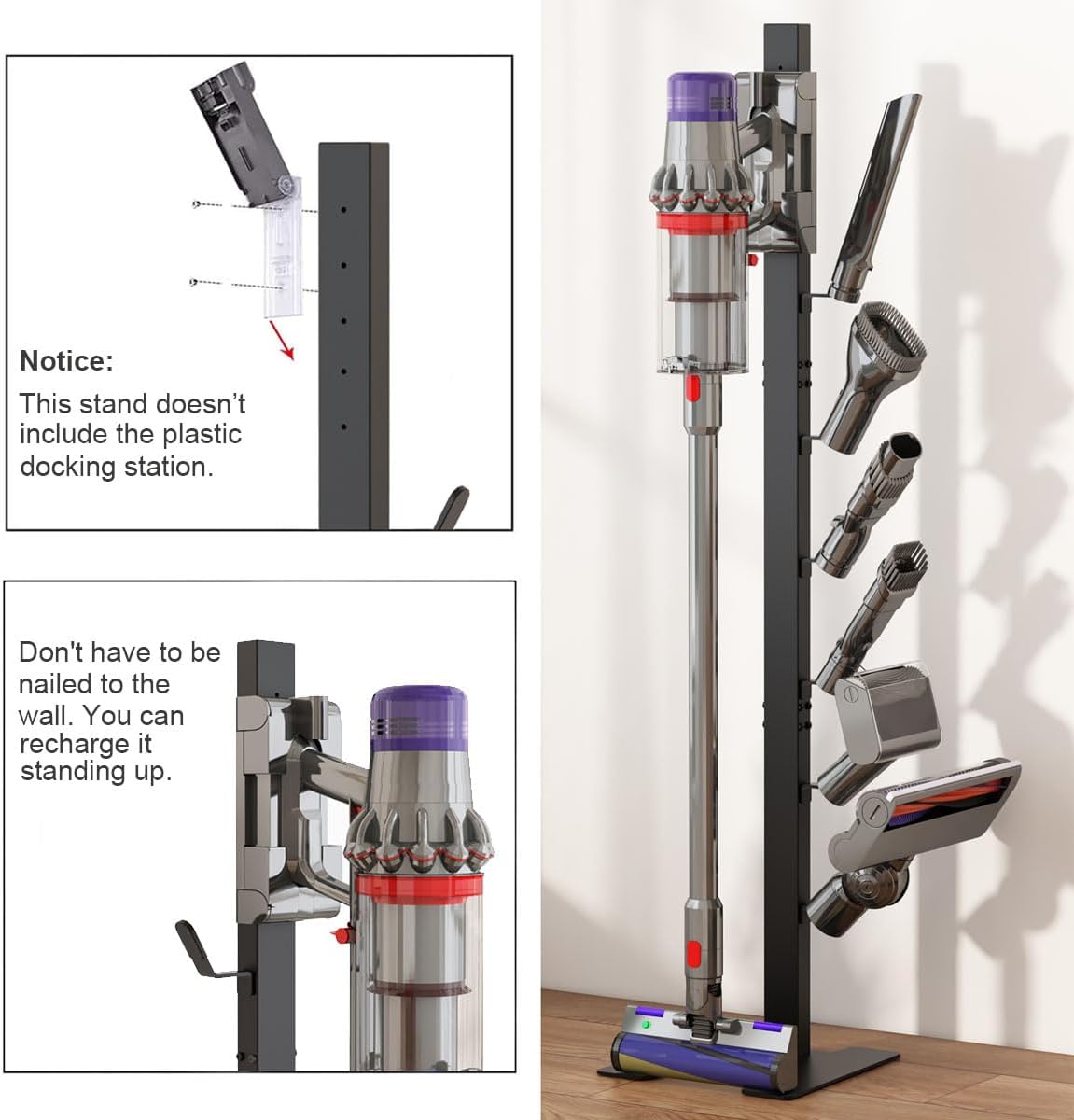 Foho Vacuum Stand Compatible for Dyson, Storage Stand Docking Station Holder Compatible With Dyson V15 V11 V10 V8 V7 V6 Cordless Vacuum Cleaners & Accessories