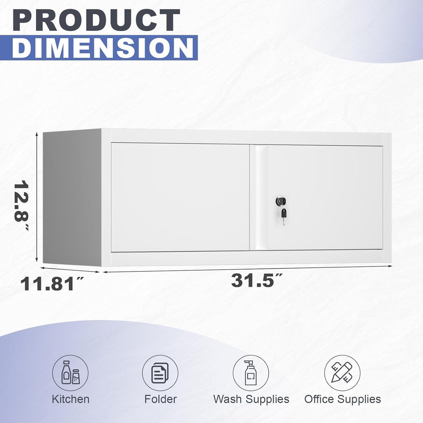 Floating Storage Organization for RV, Hanging Cabinets with Key, 13” H 2 Door Locking Wall Storage Cabinet for Kitchen, Pantry, School, Wall Storage with Lockable Doors, Assembly Required