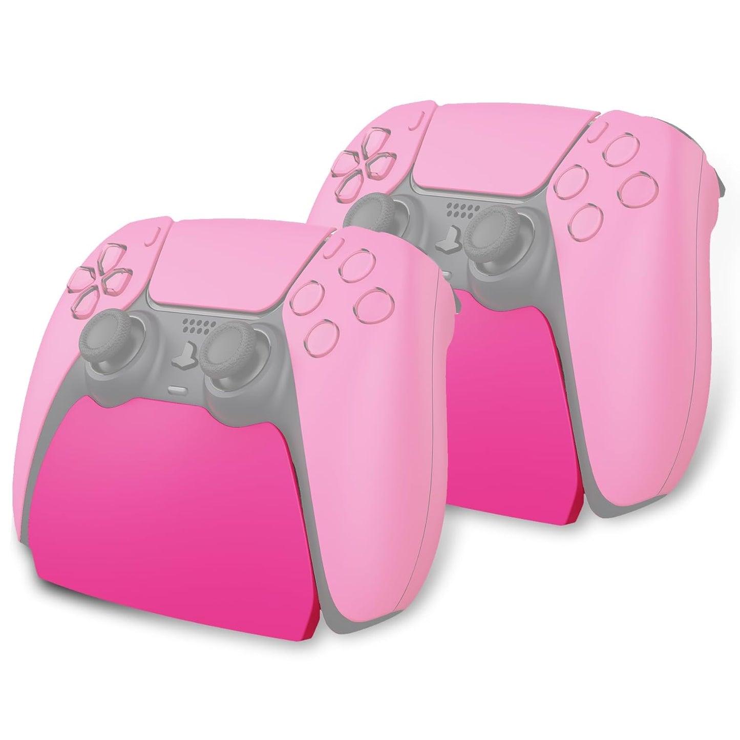 PlayVital 2 Pack Controller Display Stand for ps5, Gamepad Stand Desk Holder for ps5 Controller Accessories with Rubber Pads, Nova Pink