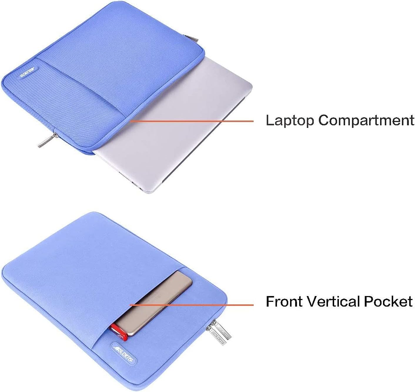 MOSISO Laptop Case 13.3 inch, 13-13.3 inch Laptop Sleeve Compatible with MacBook Air/Pro 13/Pro 14 M5 M4 M3 M2 M1, HP Dell ASUS Lenovo,Polyester Vertical Computer Sleeve Bag with Pocket, Slate Blue