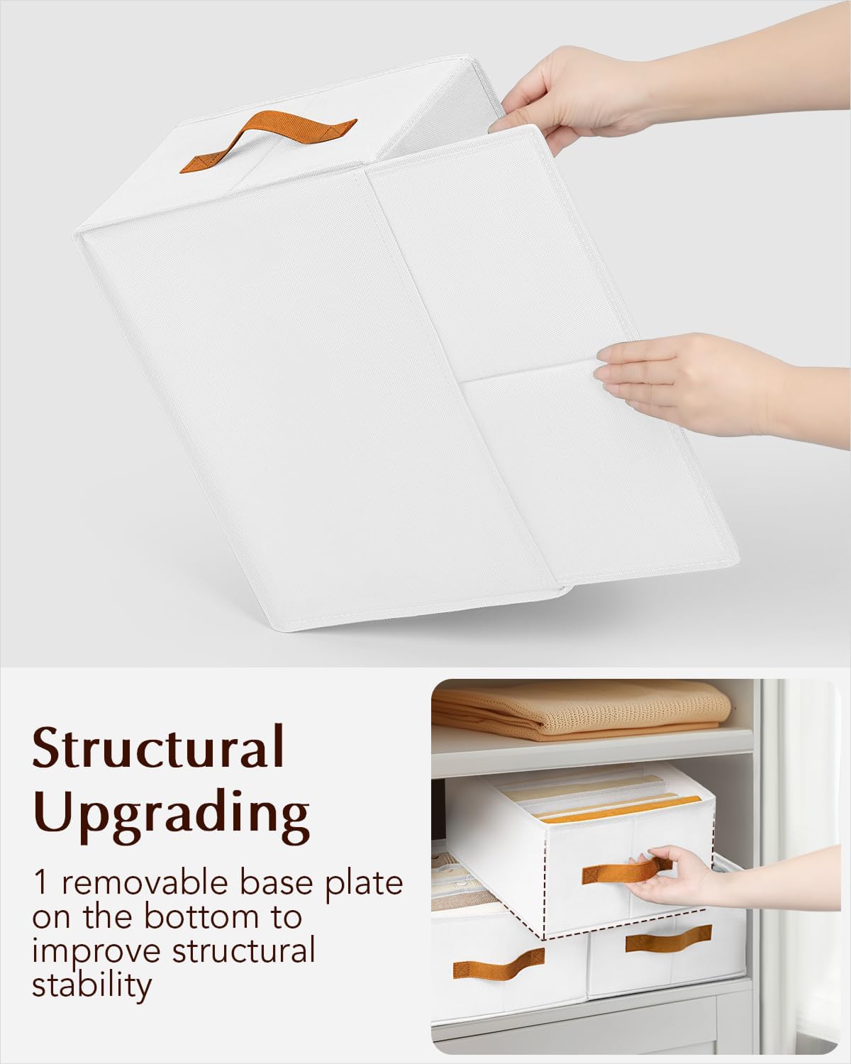 Clothes Organizers and Storage - 4/5/7 Grids Fabric Jeans Organizer with Handles, Foldable Closet Organizers Dividers, Wardrobe organizer for Pant, Sweater, T-shirt, Scarf, 6 Pack, White