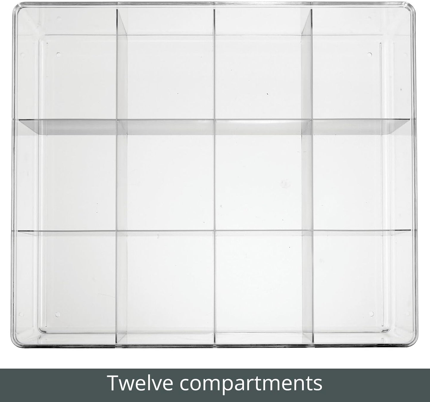 mDesign Plastic 12 Compartment Divided Drawer and Closet Storage Bin - Organizer for Scarves, Socks, Ties Bras, and Underwear - Dress Drawer Organizer, Shelf Organization - Clear
