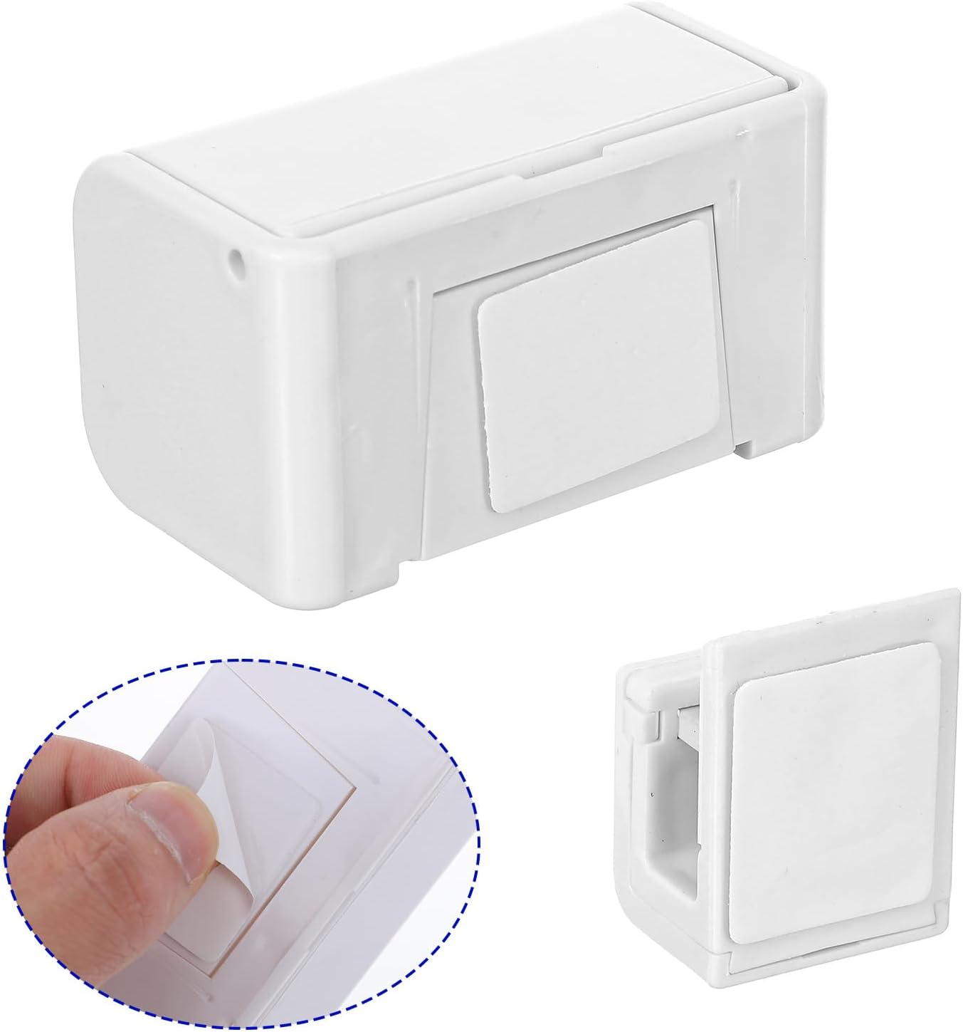 2Pcs Toothbrush Holder Wall Mounted with Cover, 2 Slots Toothbrush Storage Organizer for Shower Self-Adhesive Toothbrushes Hanger Toothpaste Clip Moisture-Proof and Dust-Proof for Family and Travel
