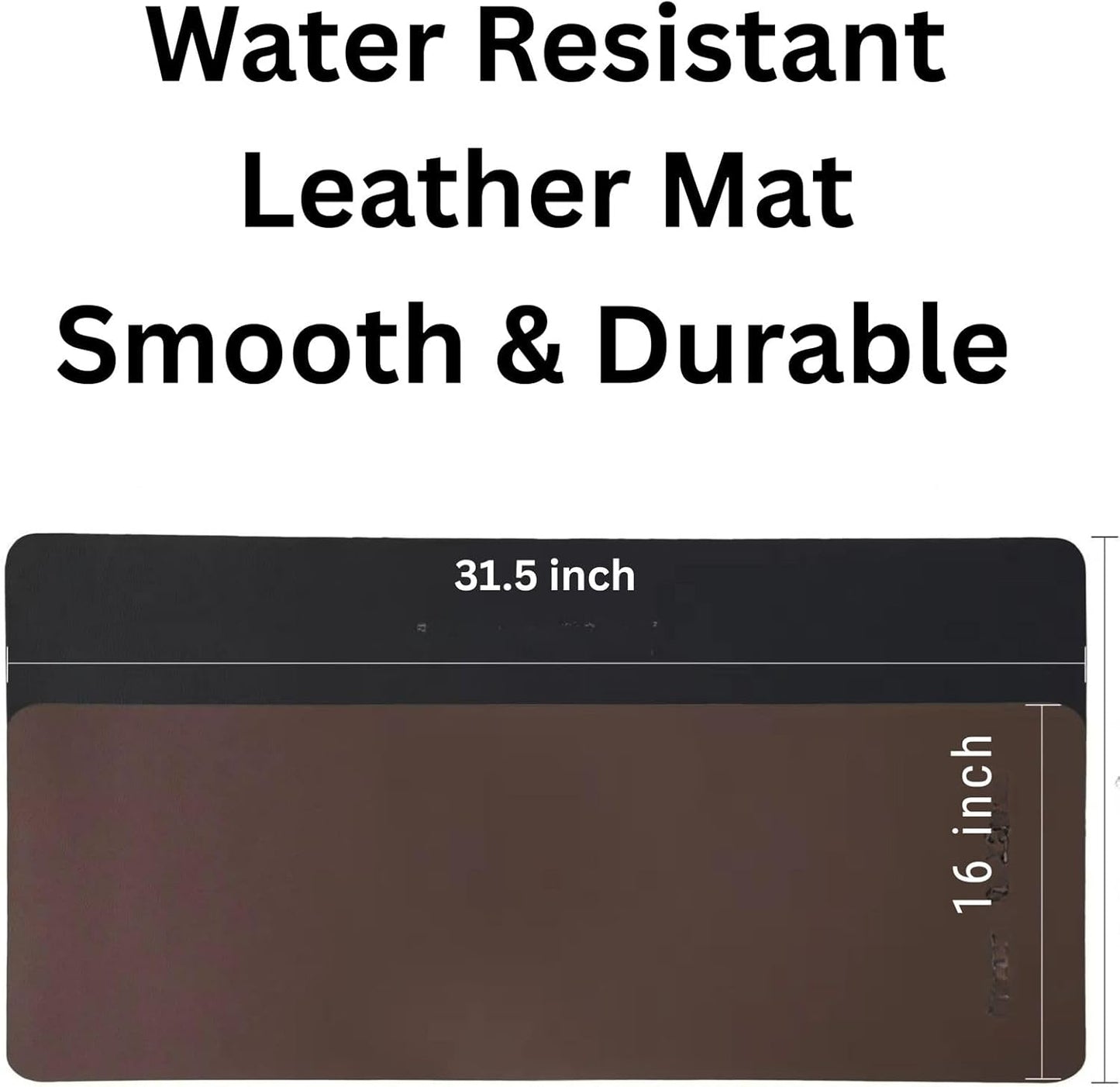 Premium Genuine Leather Desk Mat 31.5" x 15.8" Thick Office Desk Pad with Stitched Edges, Non Slip Rubber Base Large Laptop & Writing Table Pad (Dark Brown)