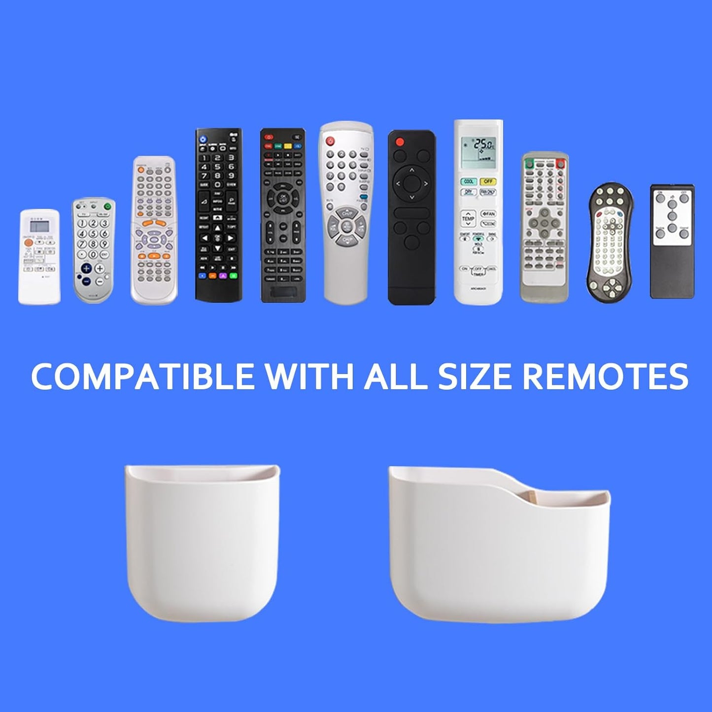 SUNFICON Remote Holder Wall Mount TV FAN Remote Control Holder Bedside Caddy Wall Organizer Phone Holder for Office Adhesive Media Player Controller Holder Box Tray Home Desk Nightstand White 6 Small