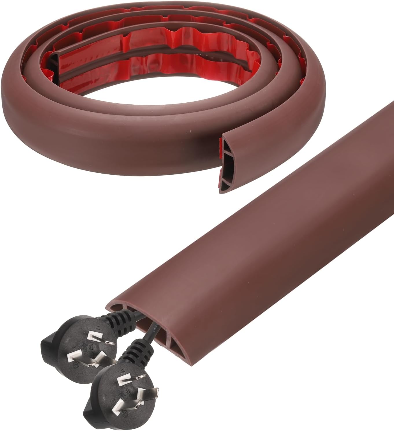 HARFINGTON 4ft Cord Cover Floor W0.6 x H0.33 Inner Channel PVC Hide Extension Cable Floor Wire Hider Wire Covers Protector for Prevent Cable Trips Cables Management, Coffee