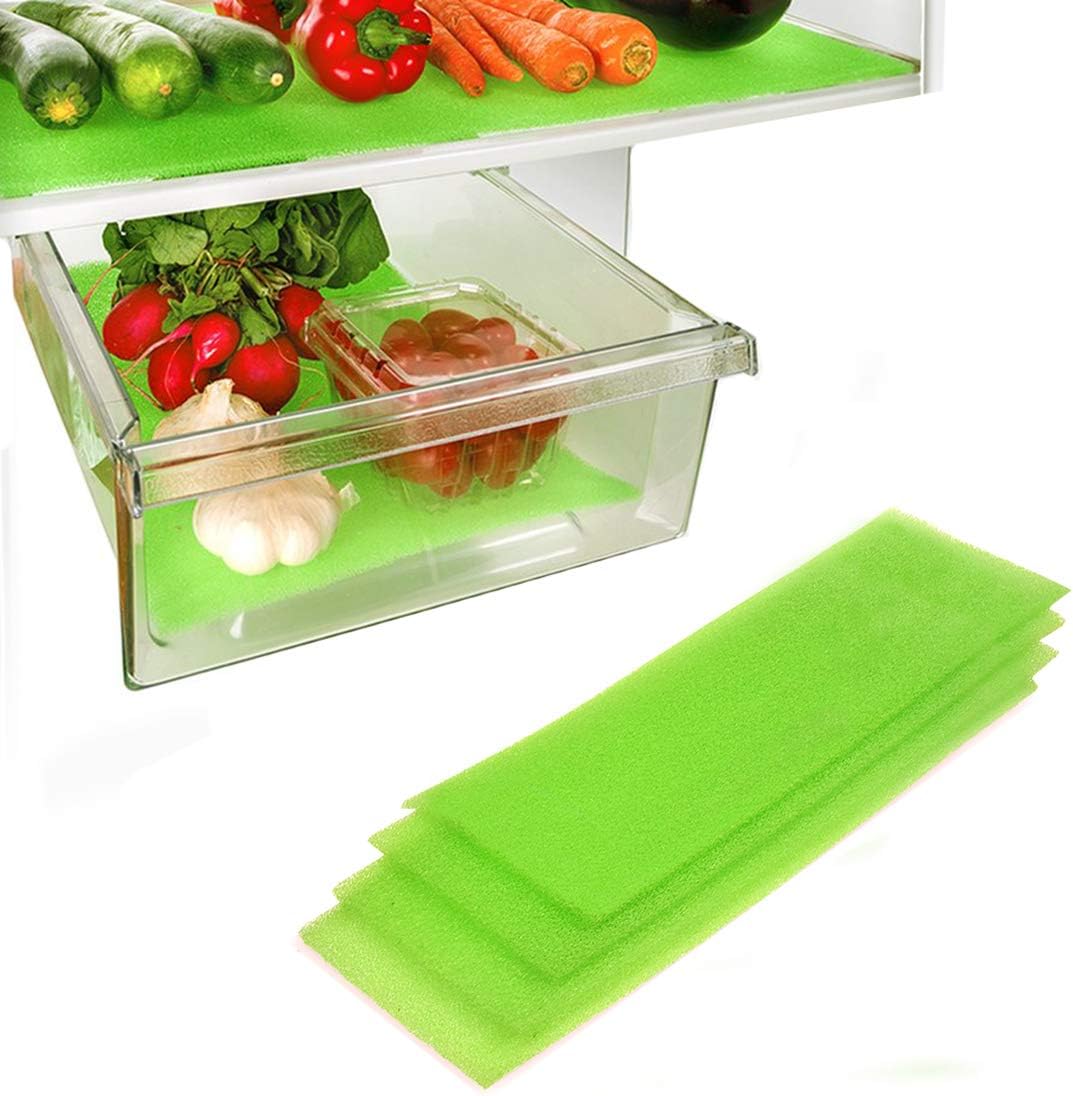 Dualplex® Fruit & Veggie Life Extender Liner – Fridge Drawer Liners Washable | Refrigerator Liner Mats Reusable | Crisper Keeps Produce Fresh Longer Air Circulating (6 x 24 inches (4 pack))