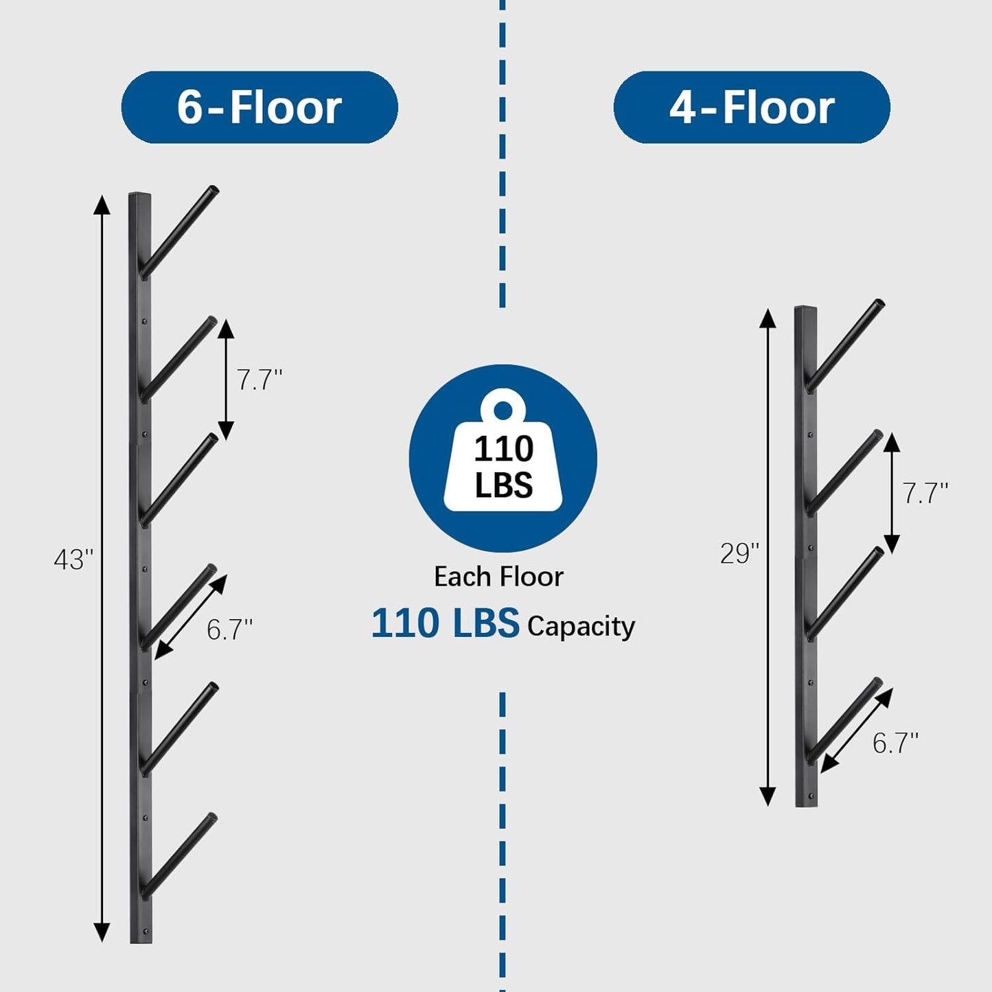 Skateboard Rack Wall Mount – Skateboard Wall Hanger, Snowboard Display Wall Mount, Ski Holder | 6-Floor Skateboard & Ski & Snowboard Storage Rack | Snowboard & Ski Lover Gifts