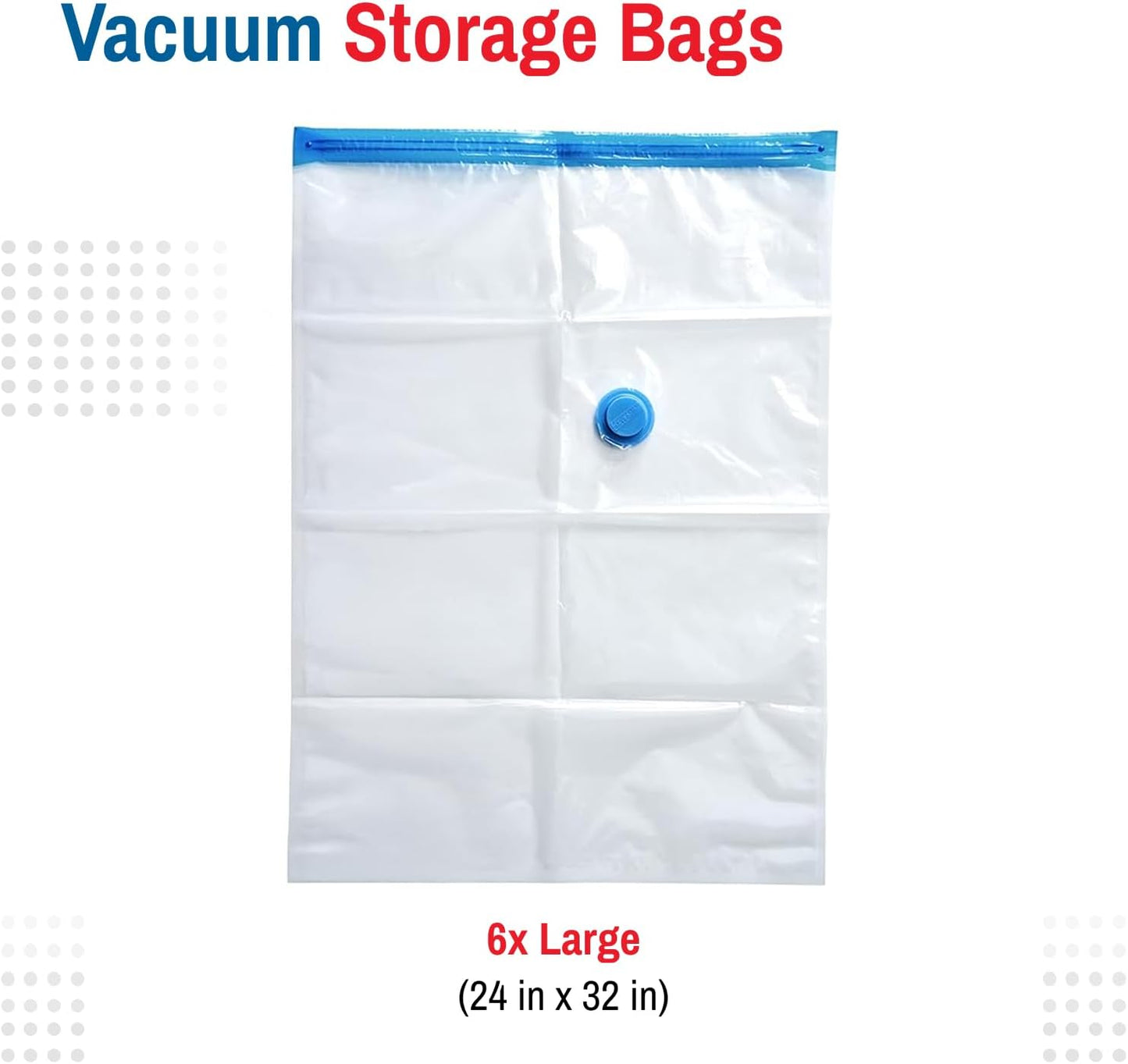 6 Pack Large Vacuum Storage Bags for Comforters, Blankets & Clothes – Vacuum Sealed Compression Bags with Hand Pump – Space Saver Storage Bags for Bedding, Moving, Travel & Organization