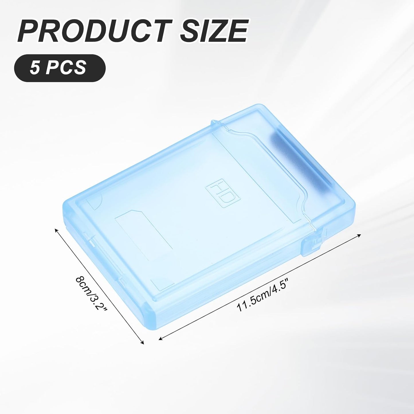 PATIKIL 4.5" x 3.2" Hard Drive Disk Case, 5Pcs Plastic Hard Disk Storage Box Portable Anti-Static Case for 2.5" External SSD HDD, Blue