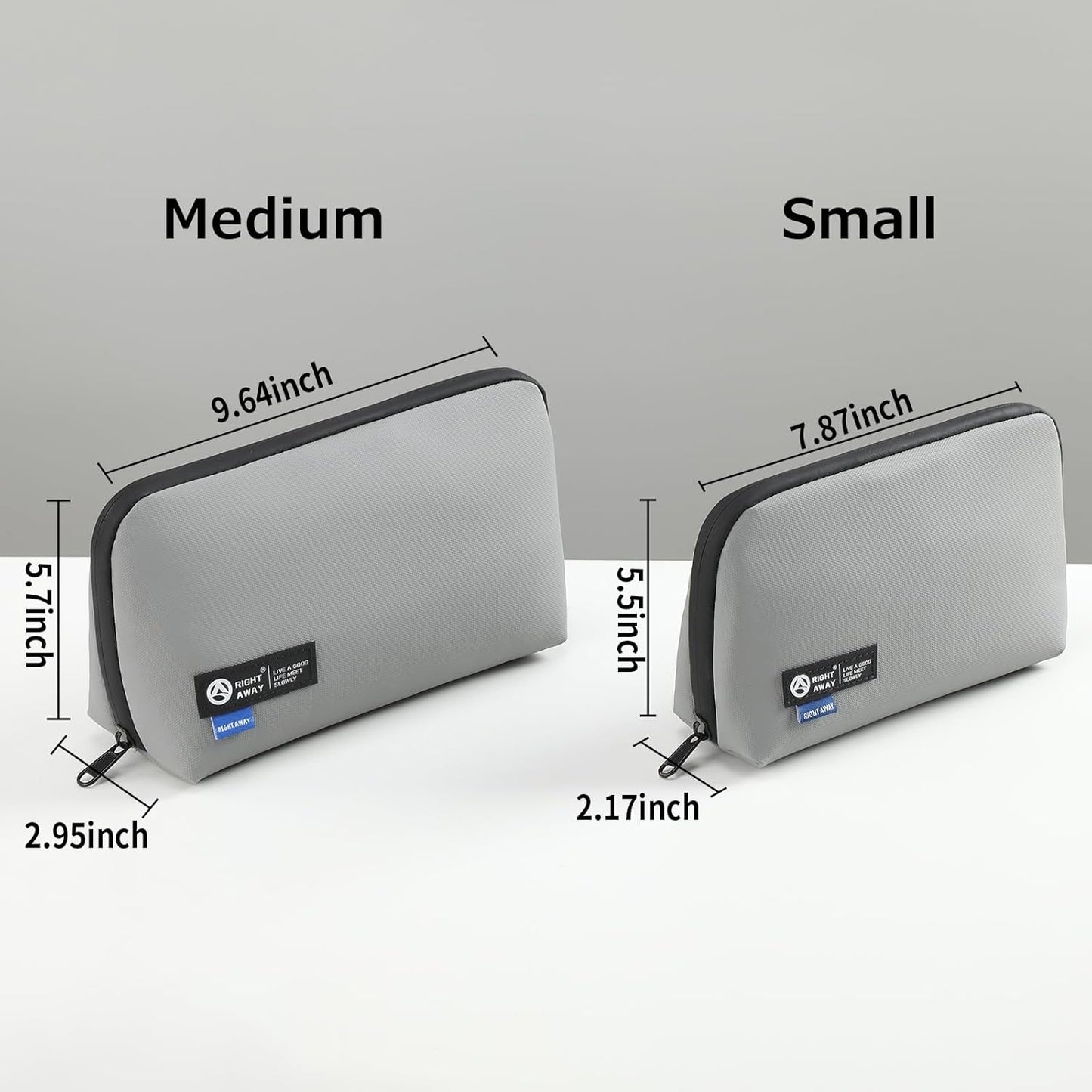 RIGHT AWAY Travel Tech Pouch，Waterproof Cord Case，Electronics Organizer Travel Case，Cable Organizer Storage Bag For Phone, Charger, Accessories（Gray）
