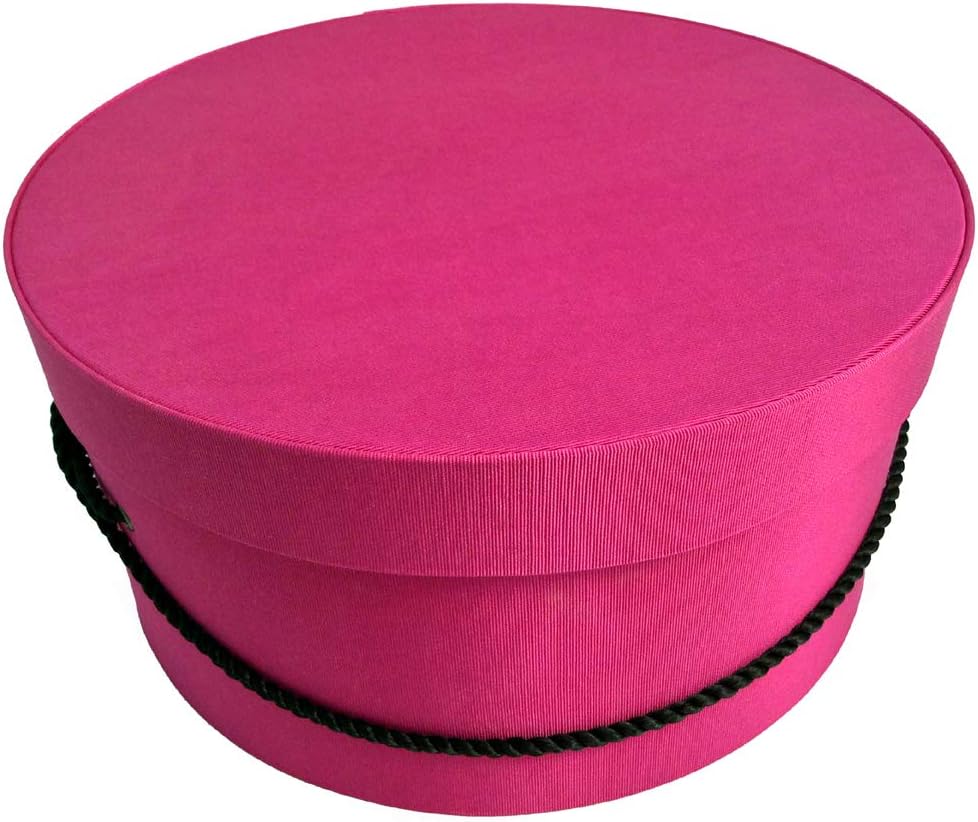 Sarah's Hat Boxes Classic Cerise Hat Box – 21.5" x 11.5" (Dia. x Ht.) Handmade in USA – Odorless Non-Toxic Adhesive, Cording Handle – Premium Storage for Hats & Accessories
