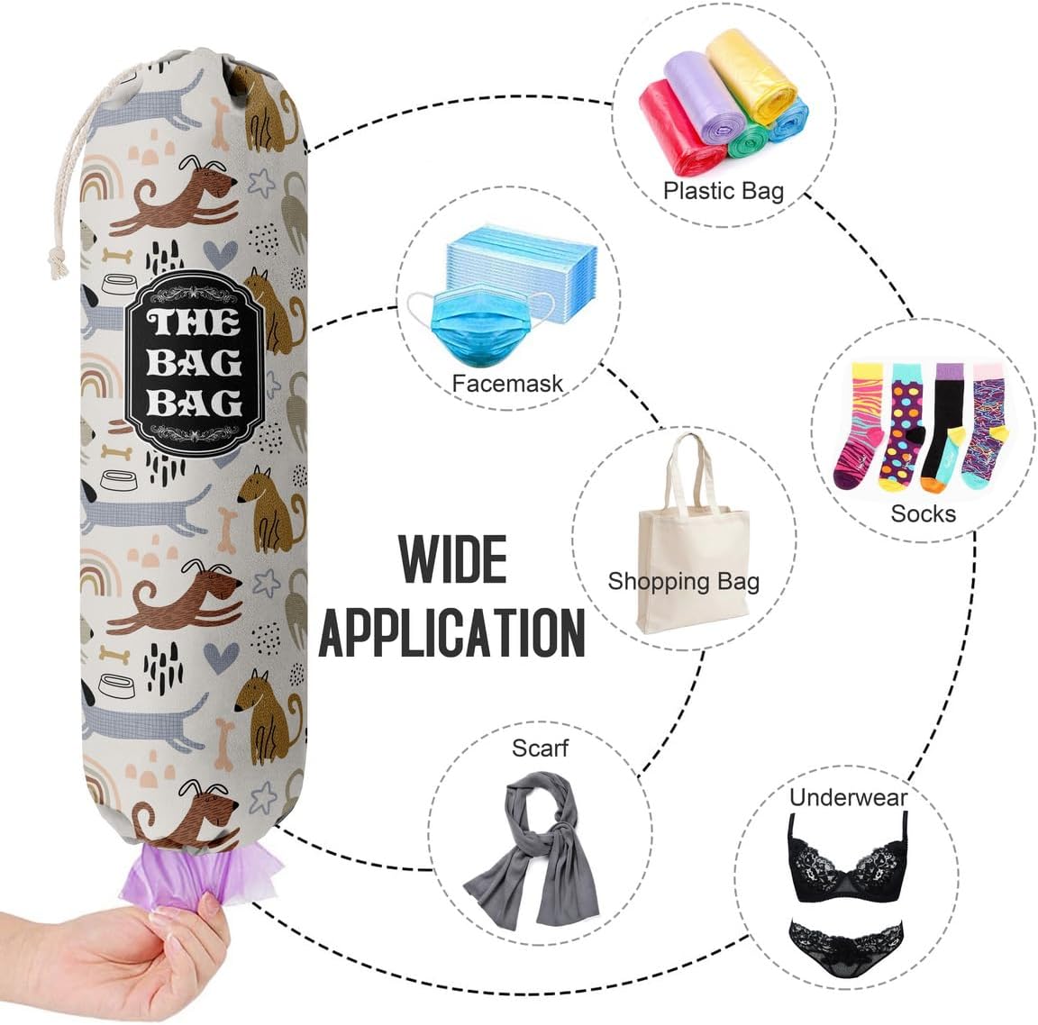 The Bag Bag Grocery Bags Holder Organizer, Wall Mount Plastic Storage Container Dispenser, Pet Lovers' Home Kitchen Bags, Ideal Gifts For Women, Dog Mom, Dad
