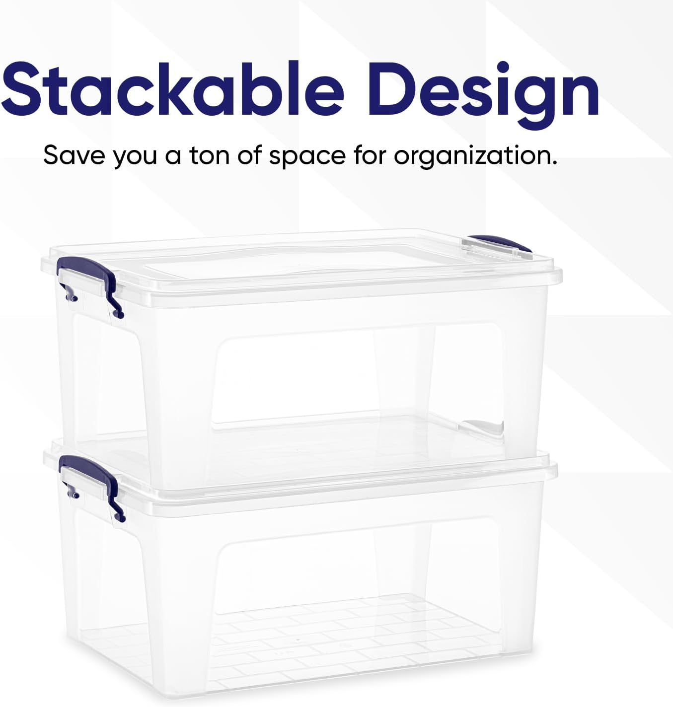 Superio Storage Bins with Lids- Clear Boxes for Organizing, Stackable Plastic Containers- BPA Free, Non-Toxic, Odor Free, Organizer for Home, Office, Dorm (6 Pack, 28.5 Qt)